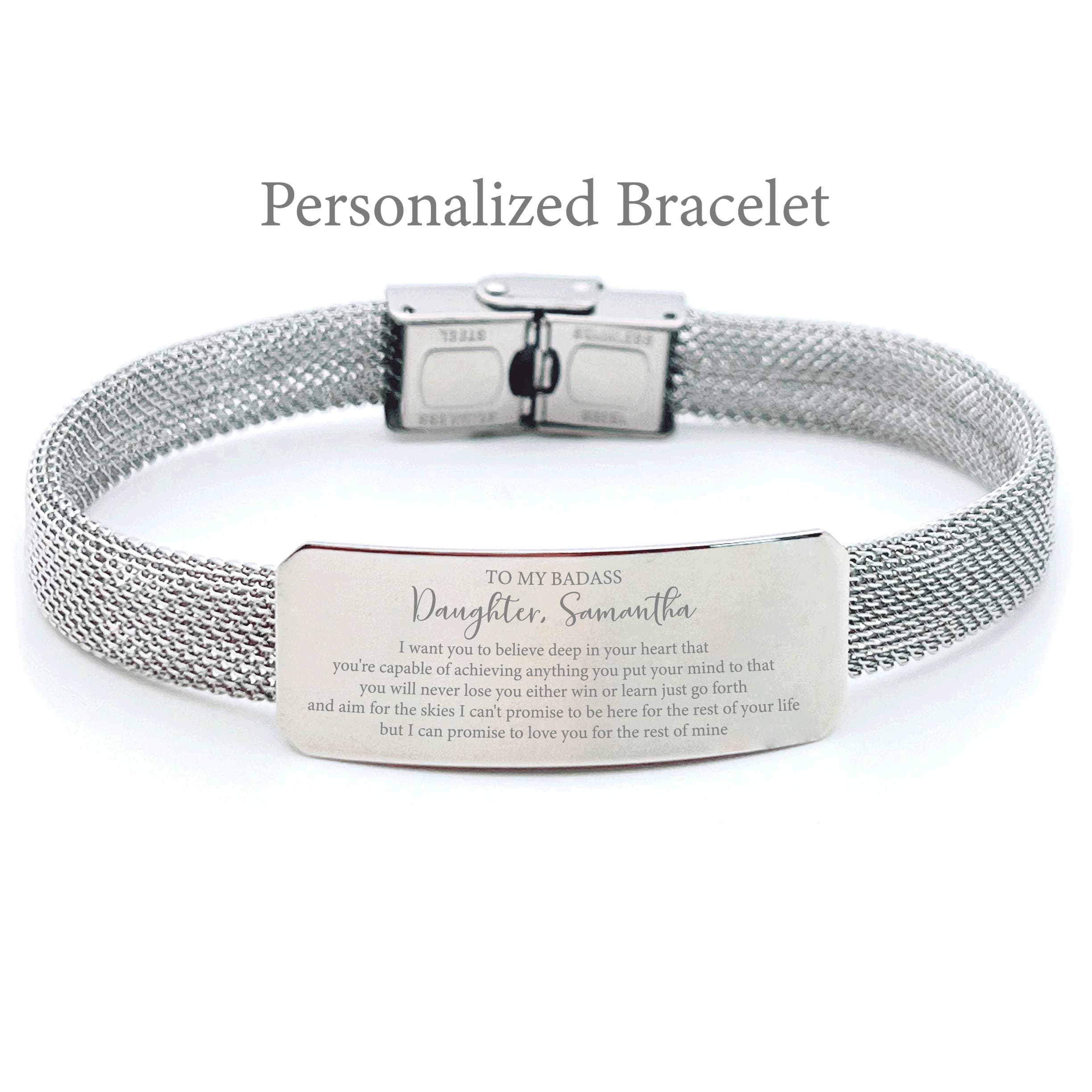 To My Badass Daughter Bracelet, Christmas Gift for Daughter Personalized Name, Daughter Gift from Mom Dad, Daughter Birthday Gifts for Her