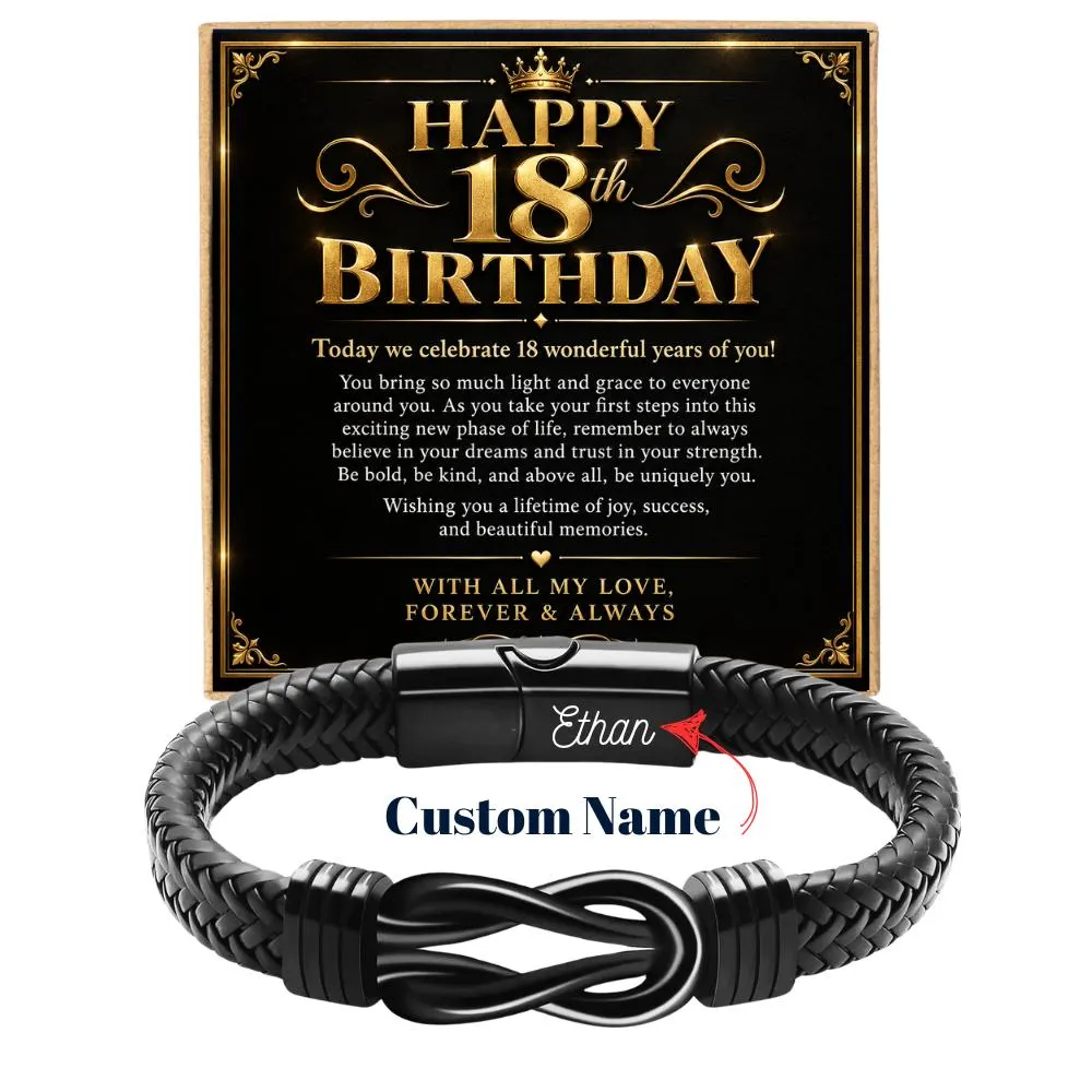 Personalized 18th Birthday Bracelet for Men Engraved Name Bracelet for Son 18th Birthday Gift for Grandson Birthday Keepsake Gift Godson