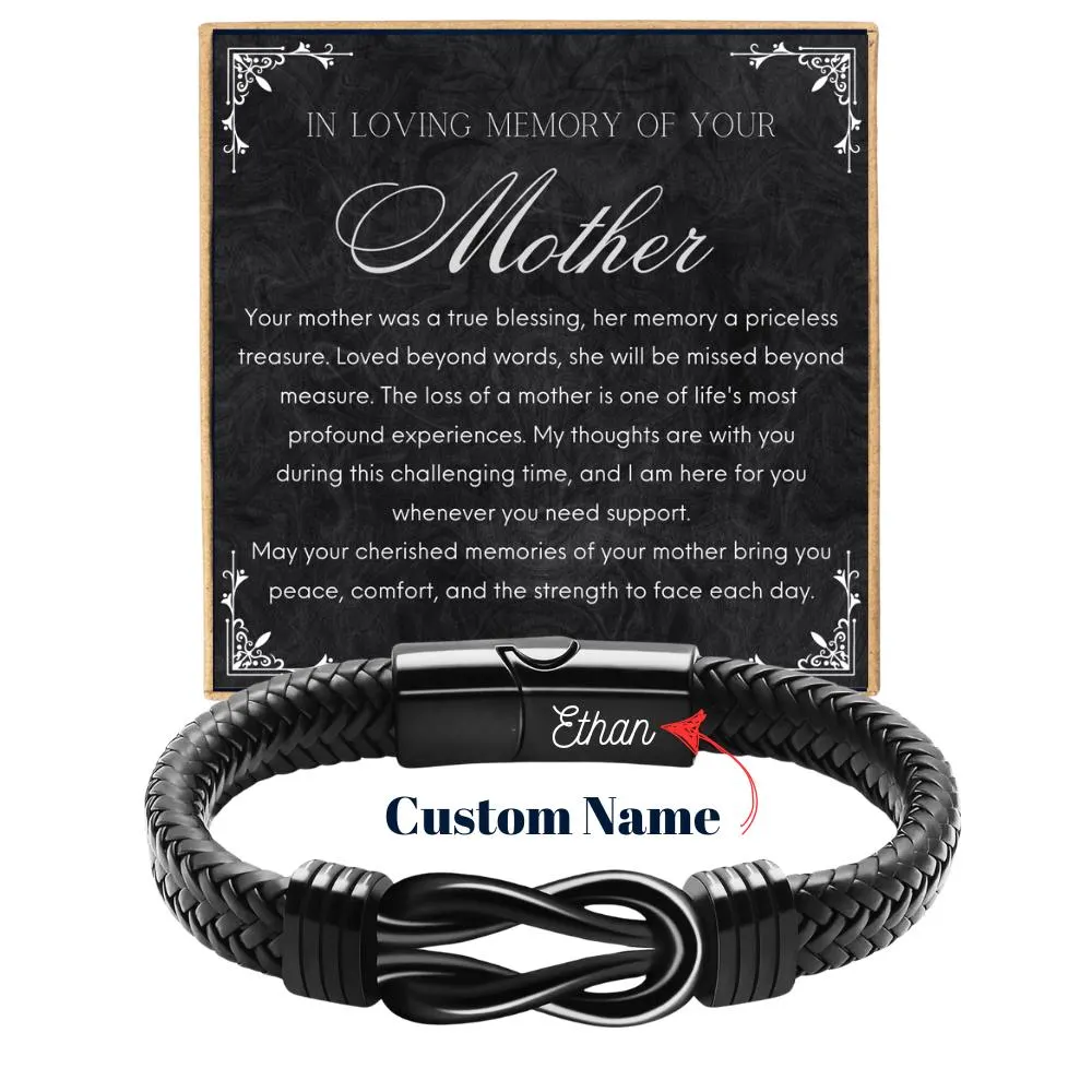 Loss of Mother Remembrance Bracelet for Him, Custom Name Bracelet for Men Thoughtful Memorial Gift In Loving Memory of Mom Bracelet for Son