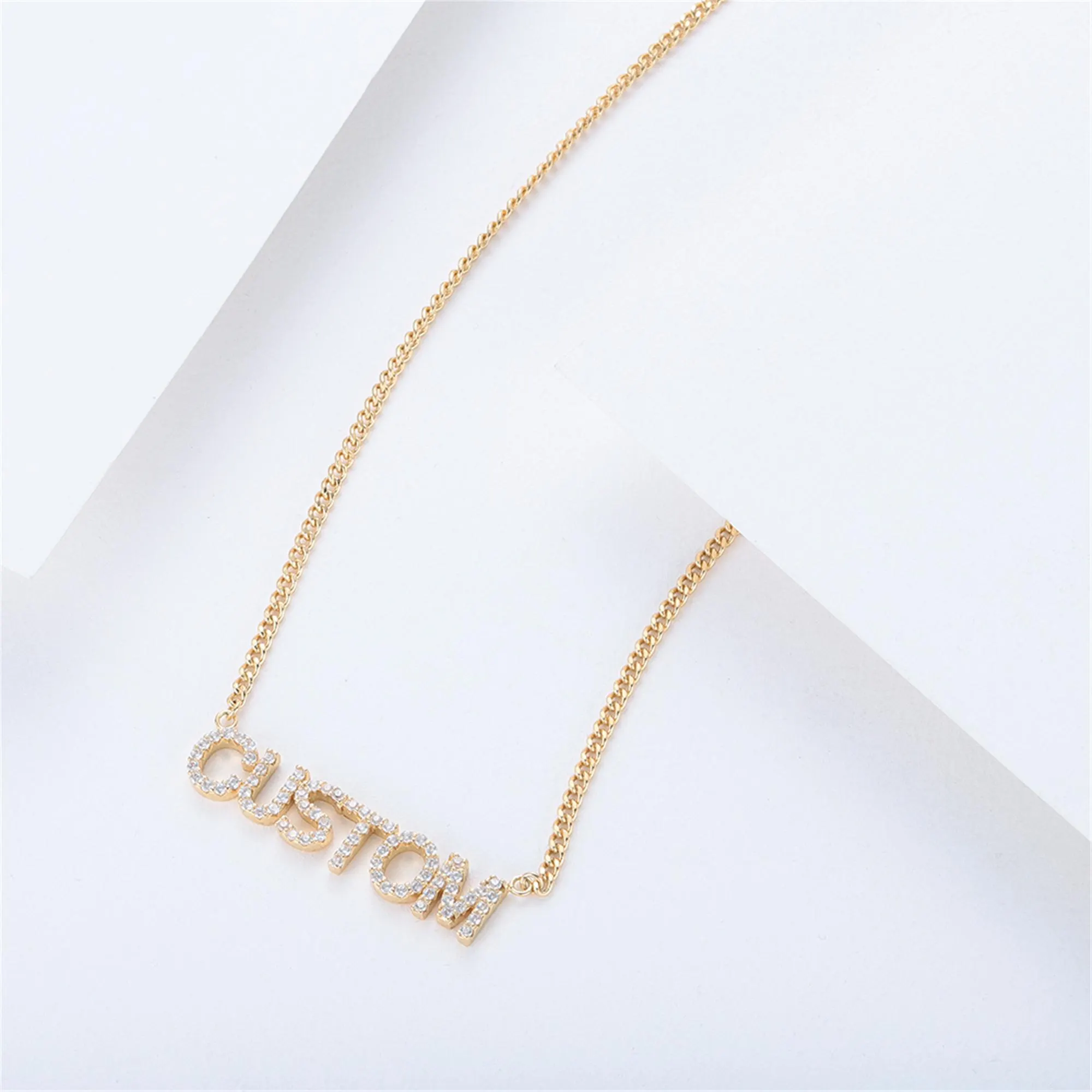 Diamond Name Necklace Custom Bling Necklace Diamond Letter Necklace Crystal personalized Ice Out Necklace Bridesmaid Gift Graduation Gift - image 3