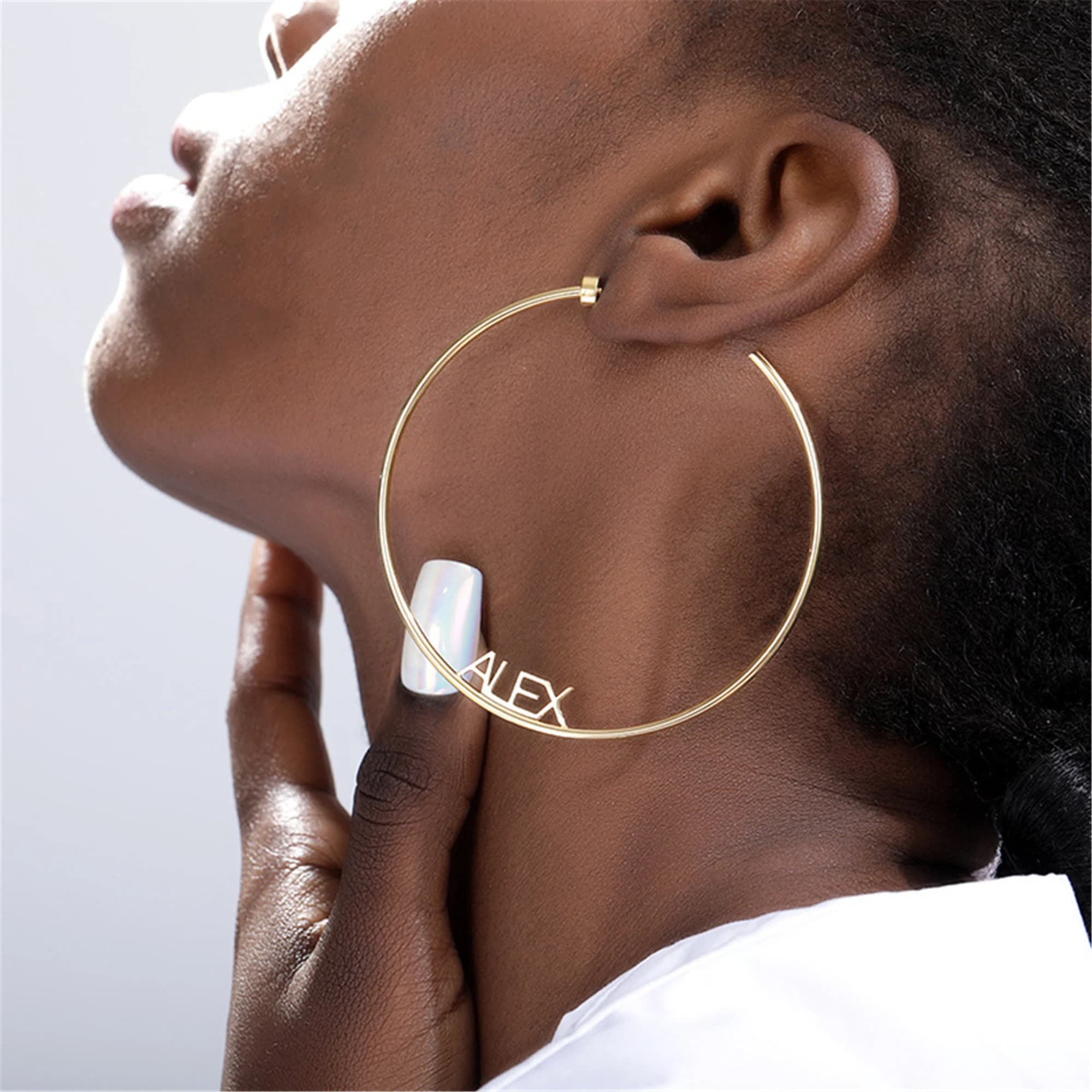 J.Lo Inspired Name Earrings Personalized Name Earrings Name Hoops Name Hoop Earrings Hoop Earrings Gold Custom Earrings Custom Hoops - image 2