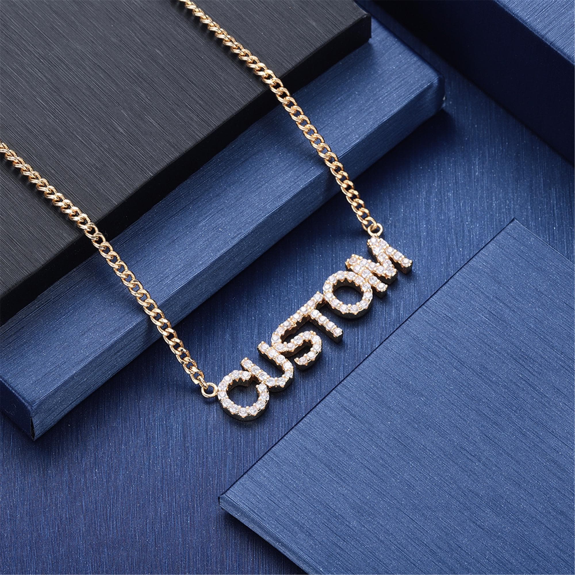 Diamond Name Necklace Custom Bling Necklace Diamond Letter Necklace Crystal personalized Ice Out Necklace Bridesmaid Gift Graduation Gift - image 5