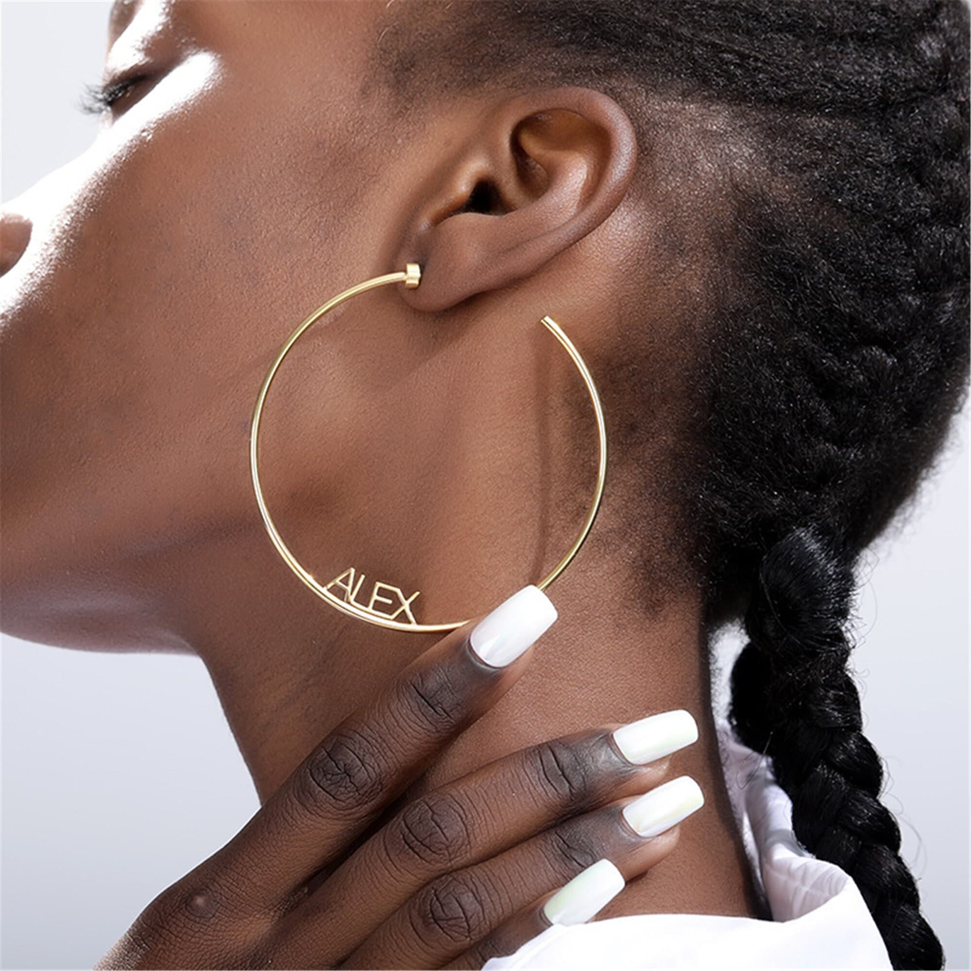 J.Lo Inspired Name Earrings Personalized Name Earrings Name Hoops Name Hoop Earrings Hoop Earrings Gold Custom Earrings Custom Hoops - image 3