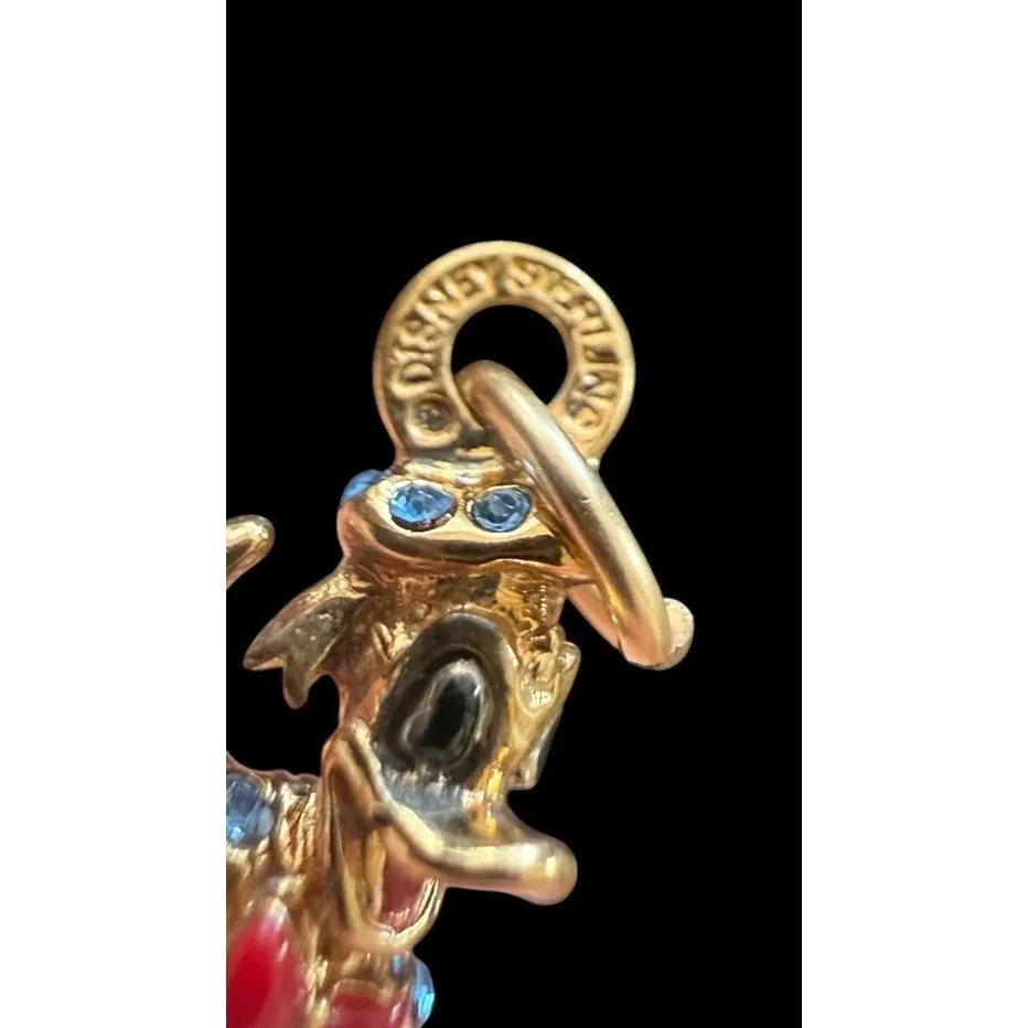 Vintage Disney Sterling Silver Gold Vermeil Donald Duck Rhinestone Charm 1997 - image 5