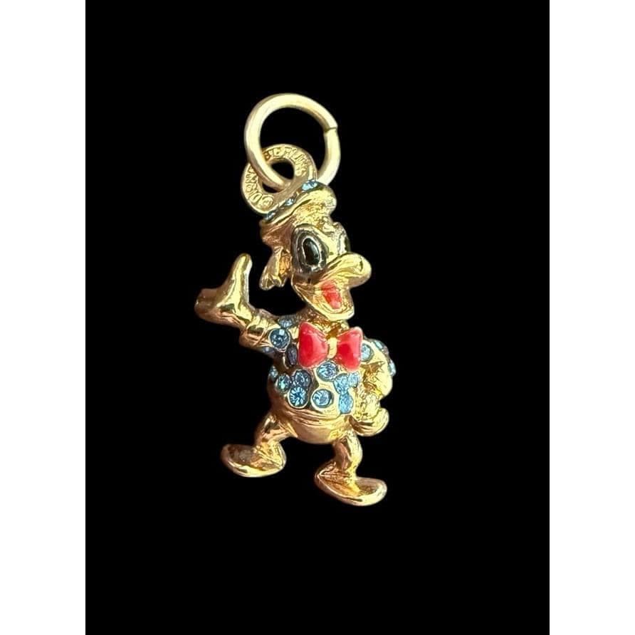 Vintage Disney Sterling Silver Gold Vermeil Donald Duck Rhinestone Charm 1997