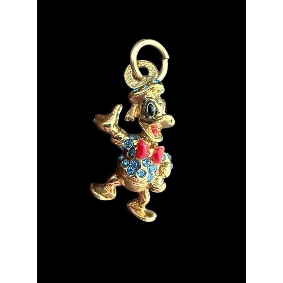 Vintage Disney Sterling Silver Gold Vermeil Donald Duck Rhinestone Charm 1997 - image 3