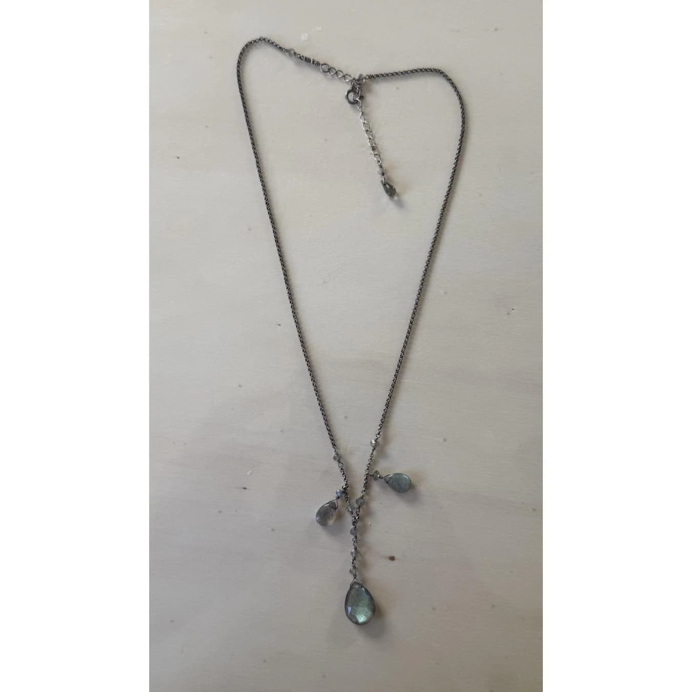 Sterling Silver Labradorite Dangle Drop Adjustable 925 Chain Necklace - image 5