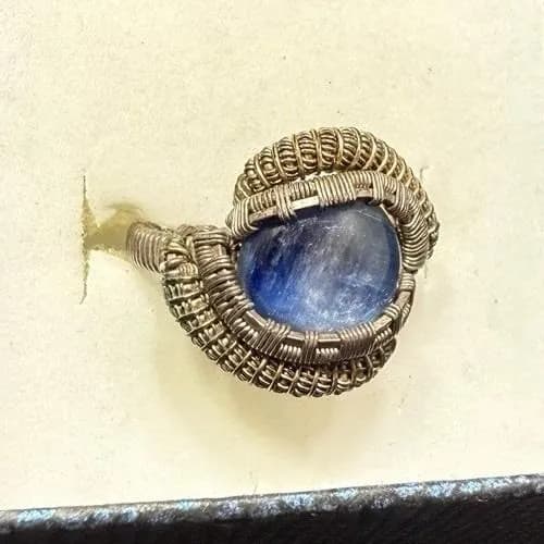 Vintage Sterling Silver Blue Tiger’s Eye Gemstone Ring Band Size 6.5