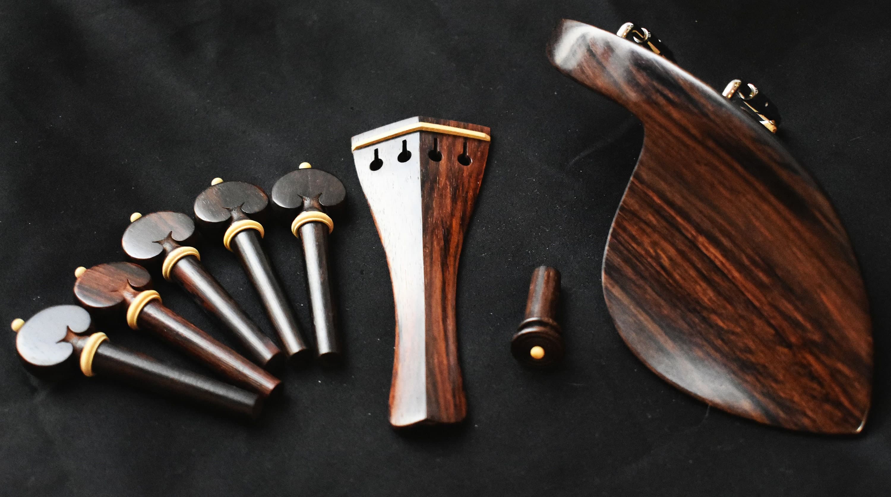 Handmade Deluxe Violin Parts Set in Indian Rosewood decorated with Boxwood Accents
