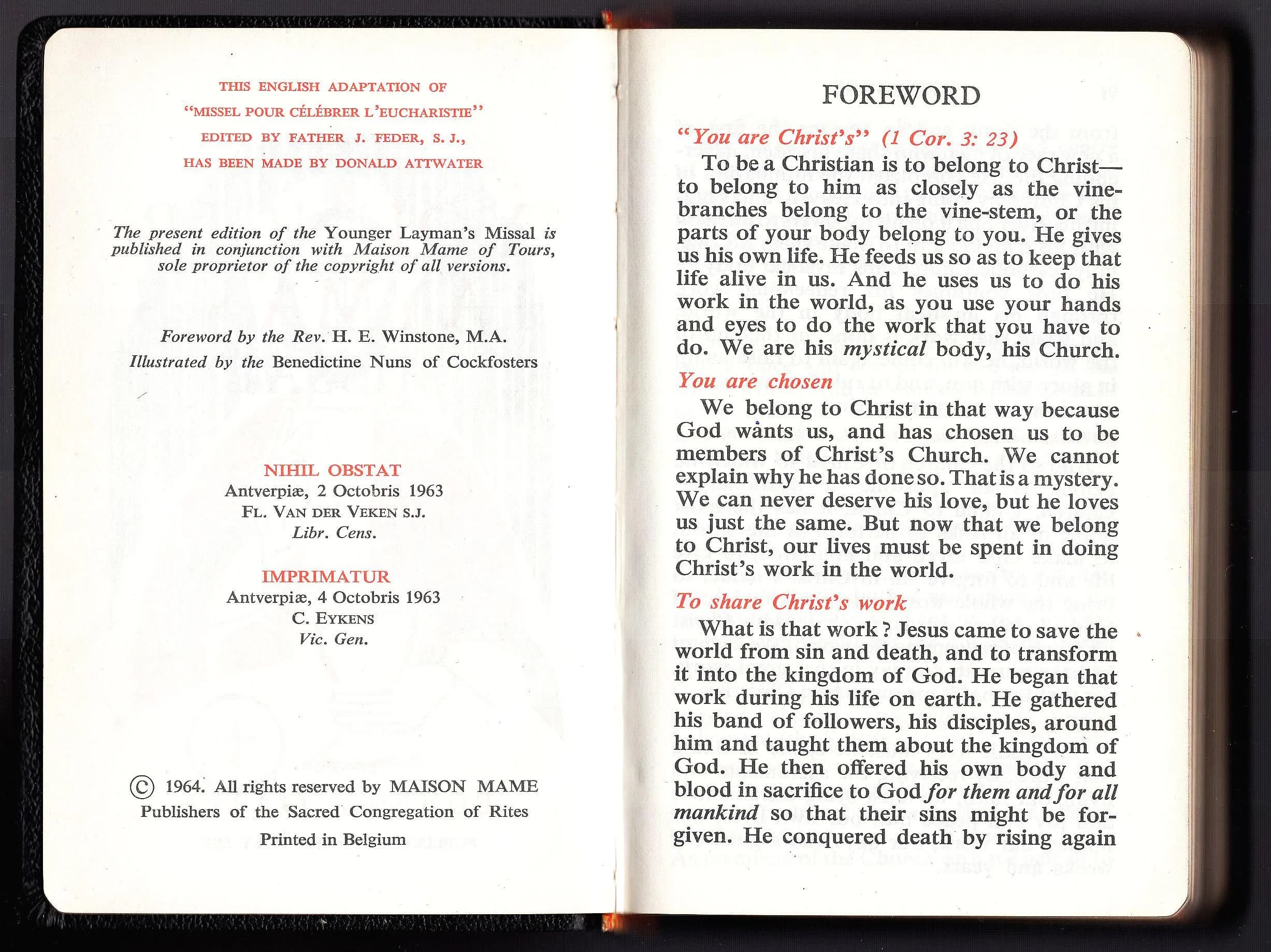 The Younger Layman's Missal 1963 - Leatherbound in Excellent Condition - image 3