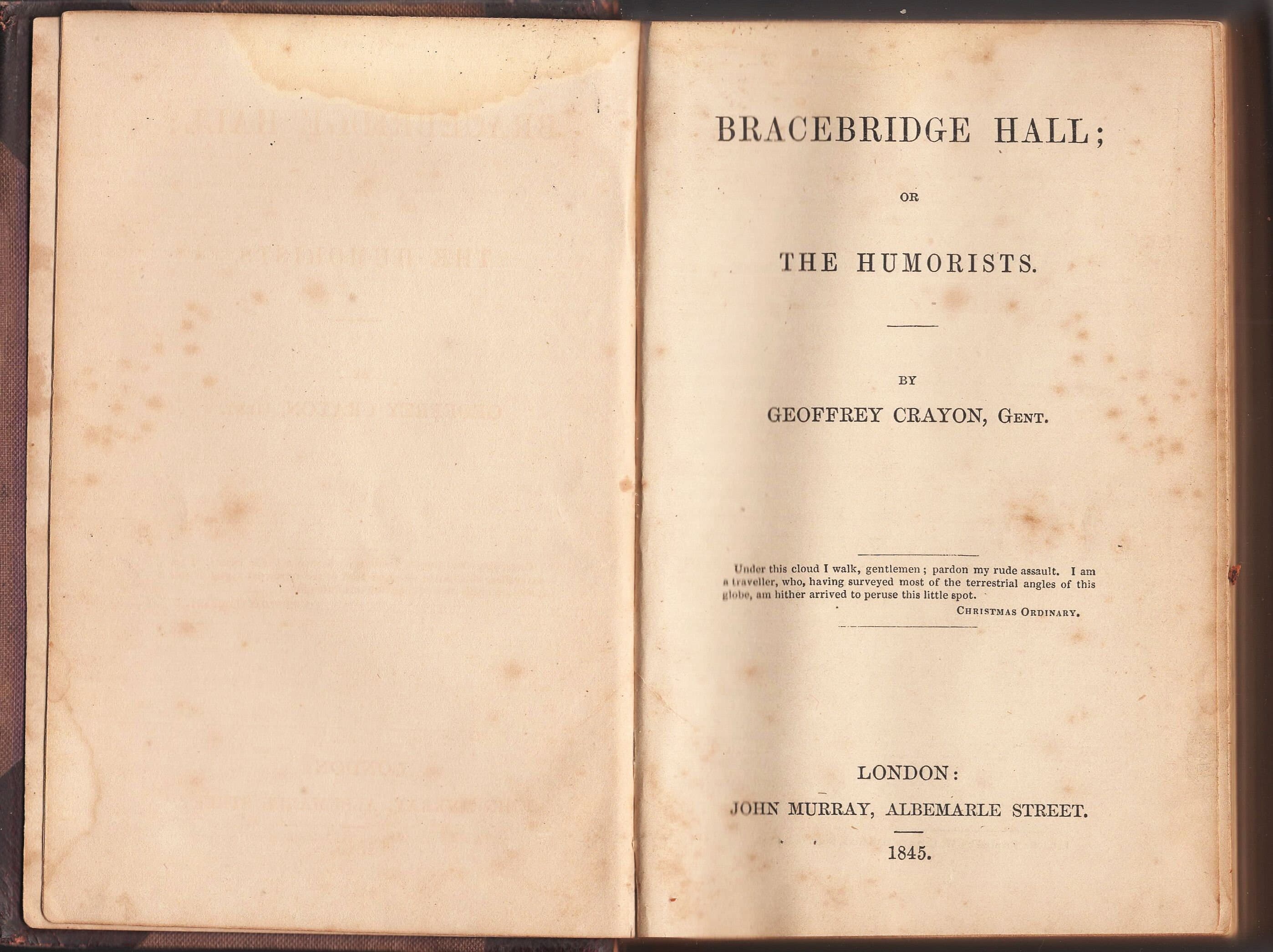 Bracebridge Hall or the Humorists by Geoffrey Crayon published by John Murray, 1845 - image 3