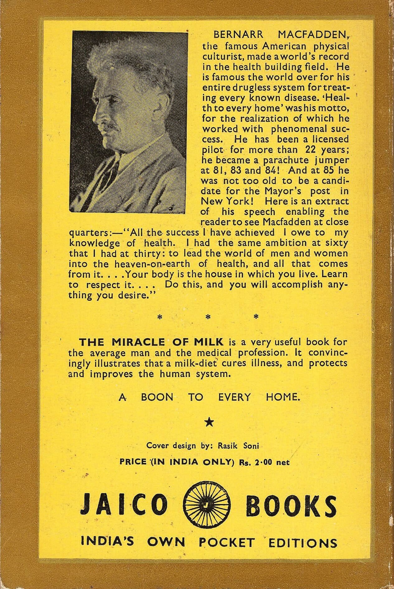 The Miracle of Milk by Bernarr MacFadden published by Jaico in 1957 - Good Condition - image 4