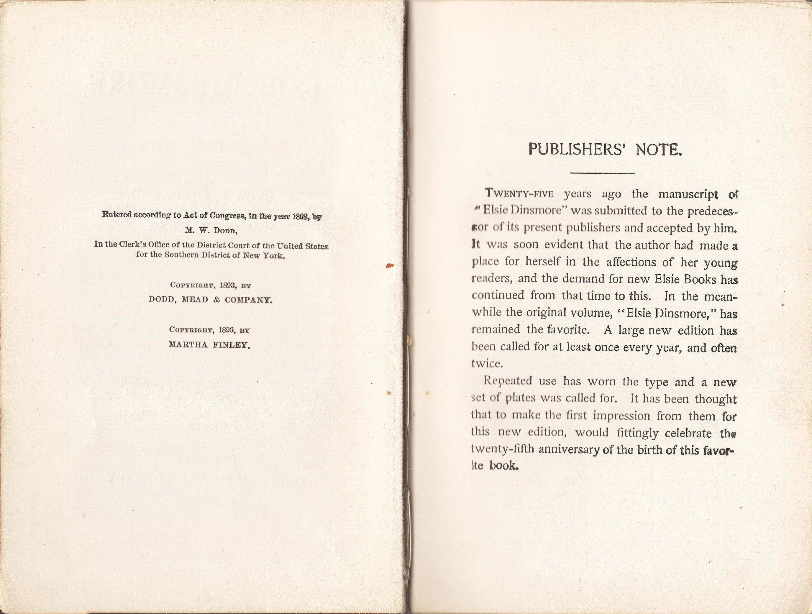 Elsie Dinsmore by Martha Finley (Farquharson) Published By Dodd, Mead And Company, 1896 - image 3