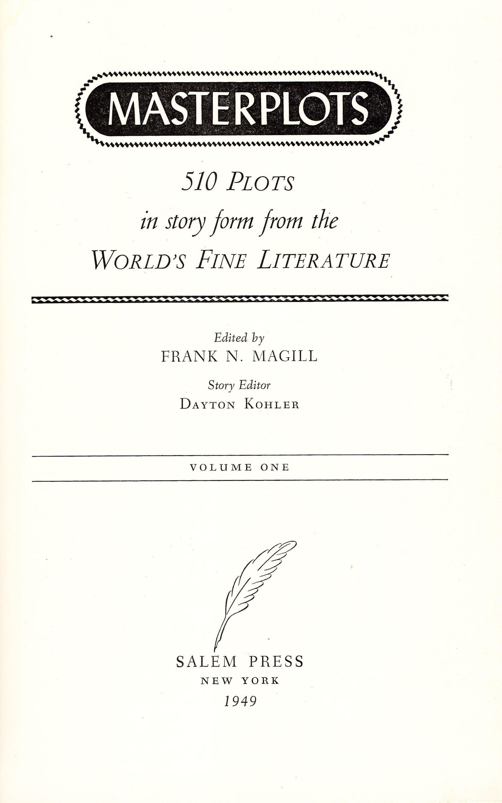 Masterplots - 510 Plots in Story Form from the World's Fine Literature 2 Volume Hardcover by Frank N. Magill, Salem Press 1949 - image 3