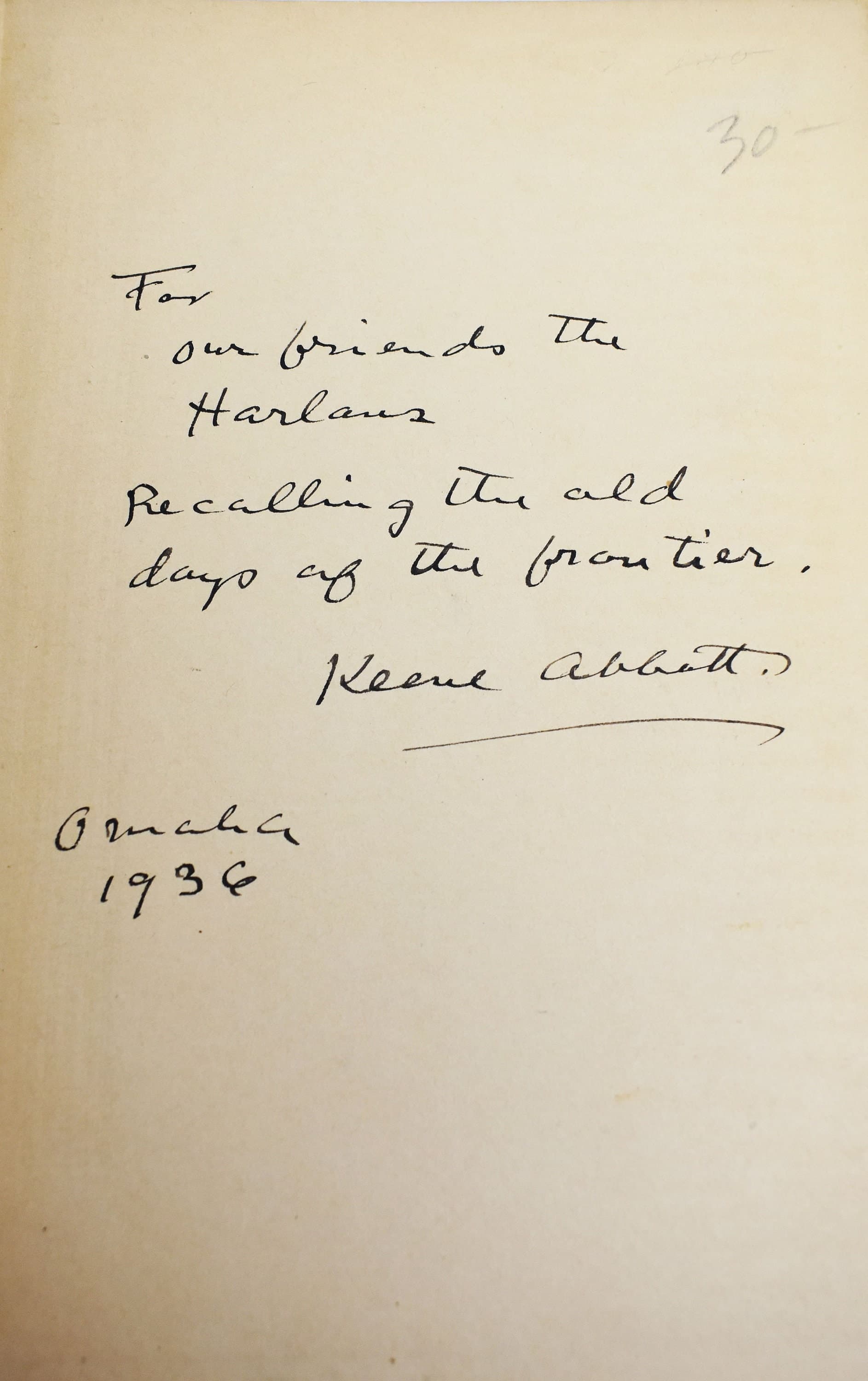 Wine O' the Winds by Keene Abbott Published by Doubleday, Page & Company 1920 Good Condition - signed and dedicated by the author. - image 3