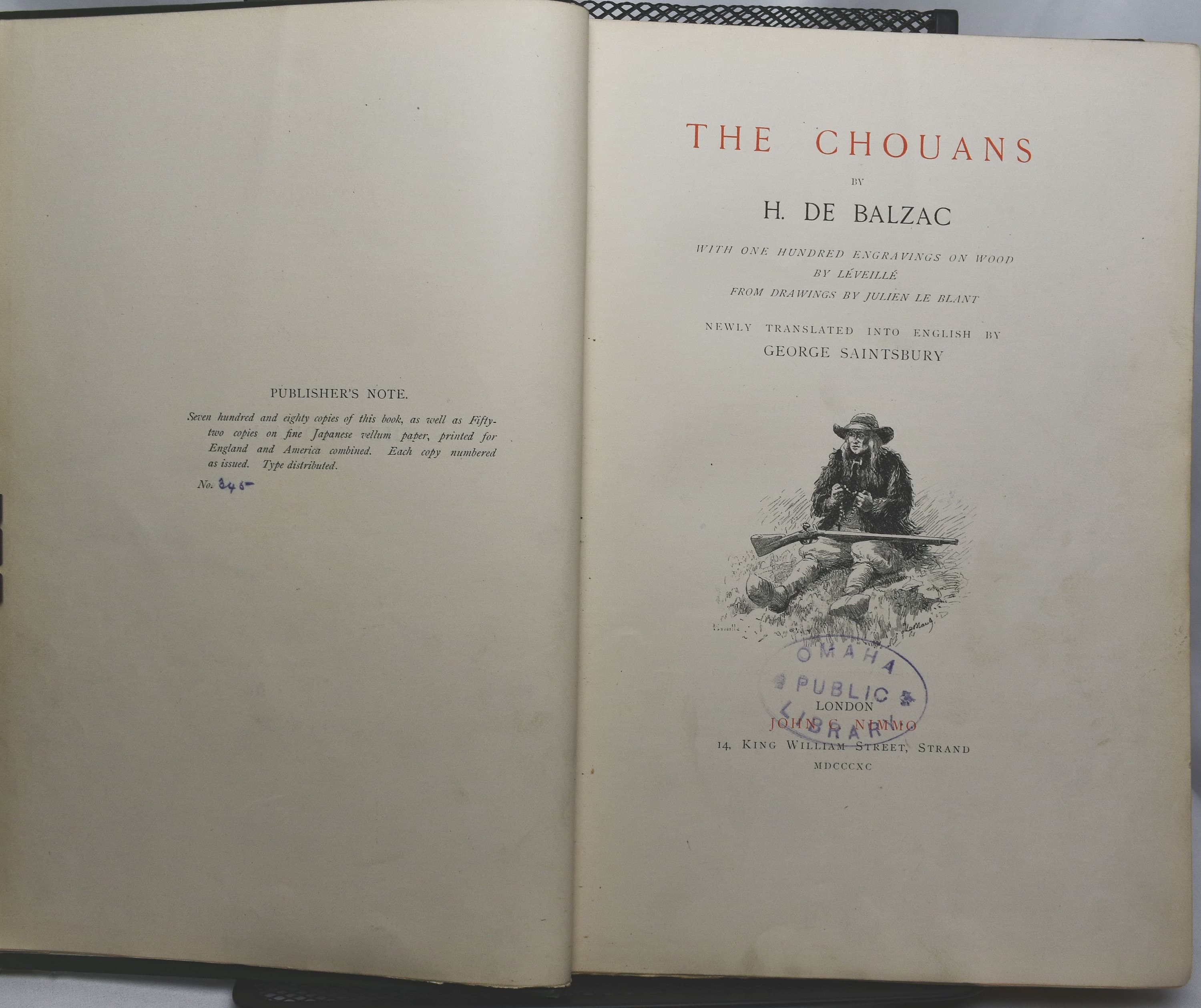 THE CHOUANS by Honore de Balzac in limited edition (#345 of 780) Published by John C. Nimmo 1890 - image 3