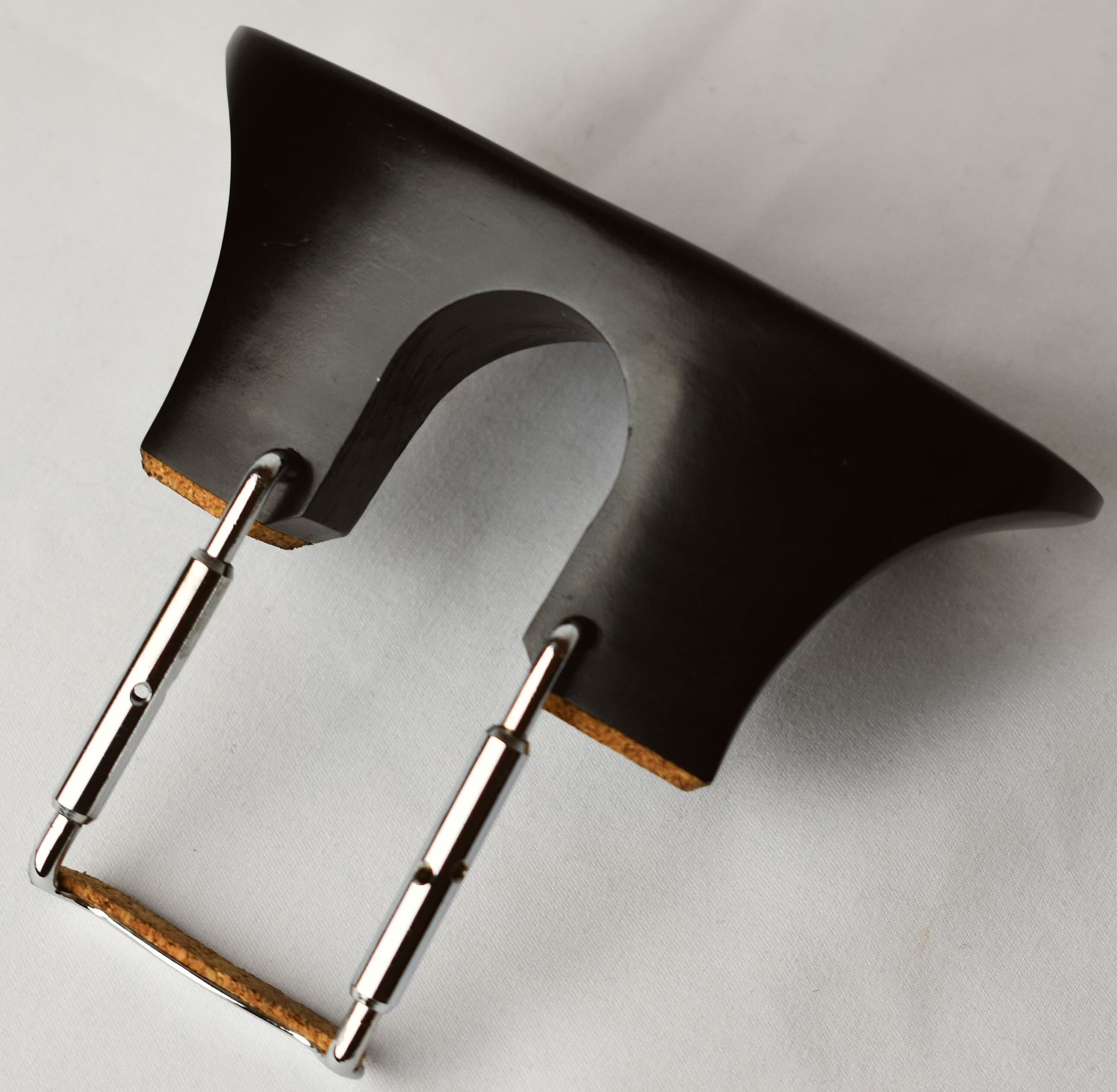 1/2 Size Extra High Chinrest - Flesch Flat Model in Ebony - 44mm