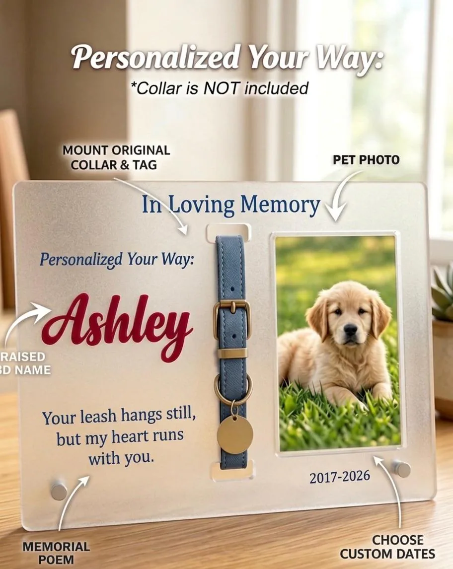 Custom Frosted Acrylic Pet Memorial Frame with Leash Holder and Stand, Personalized Dog Collar  Remembrance Gift, Pet Cat Loss Gift - image 5