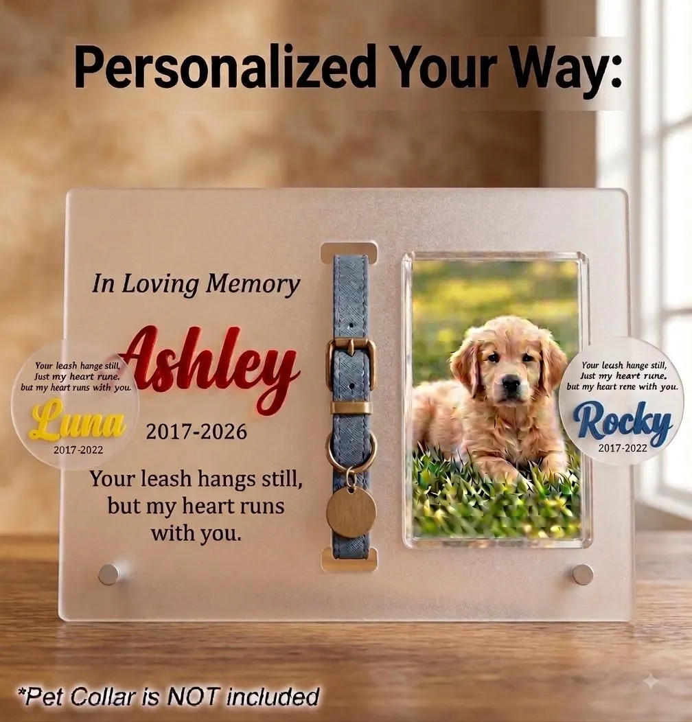 Custom Frosted Acrylic Pet Memorial Frame with Leash Holder and Stand, Personalized Dog Collar  Remembrance Gift, Pet Cat Loss Gift - image 4