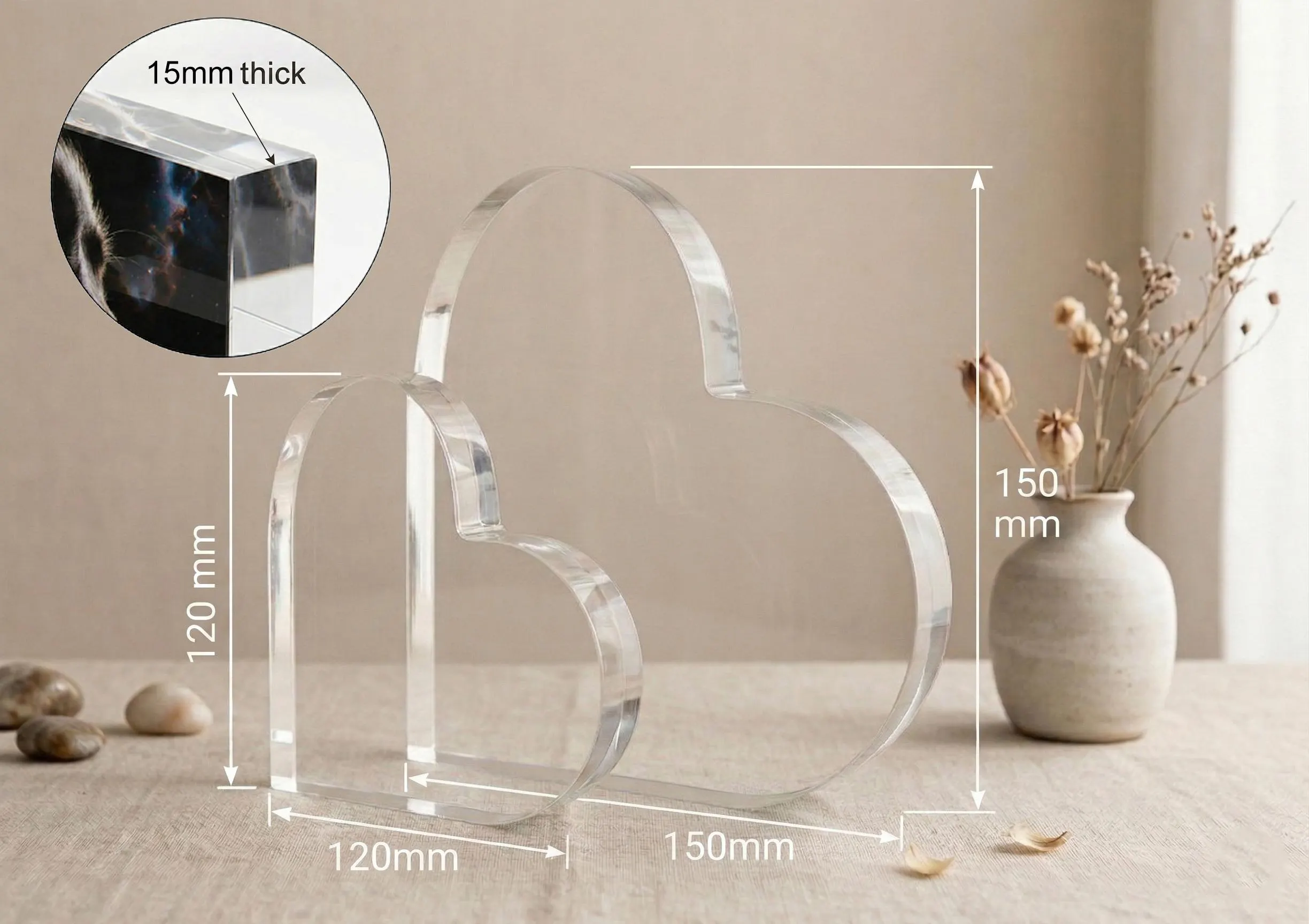 Personalised 30th Pearl Anniversary Keepsake Gift, with photo, Clear Acrylic Block, Heart Shaped Freestanding Plaque - image 4