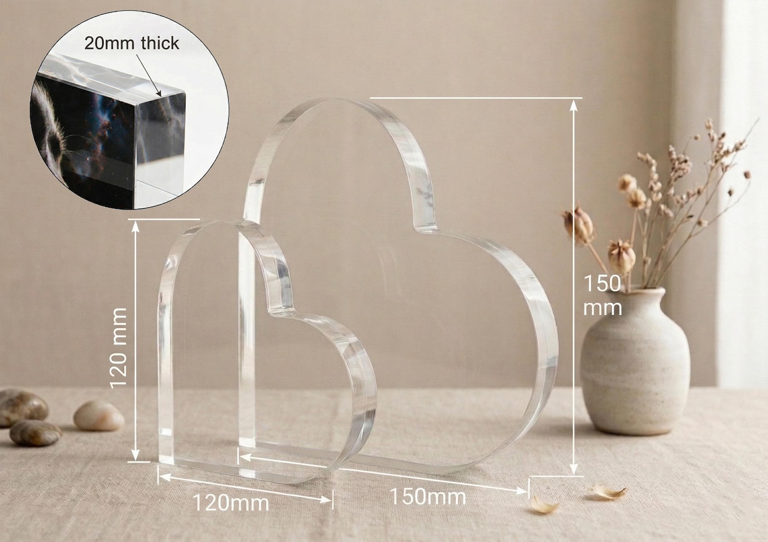 heart shaped Acrylic block with 2 sizes