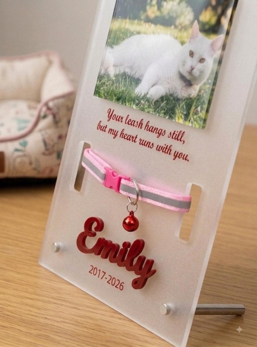 Custom Frosted Acrylic Pet Memorial Frame with Leash Holder and Stand, Personalized Dog Collar  Remembrance Gift, Pet Cat Loss Gift - image 2