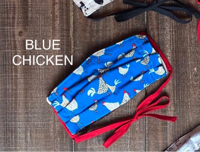 Tie back Chicken Farm Face Mask pleated for adult men women double layer cotton face mask with tie in back. cloth face mask strap - image 5
