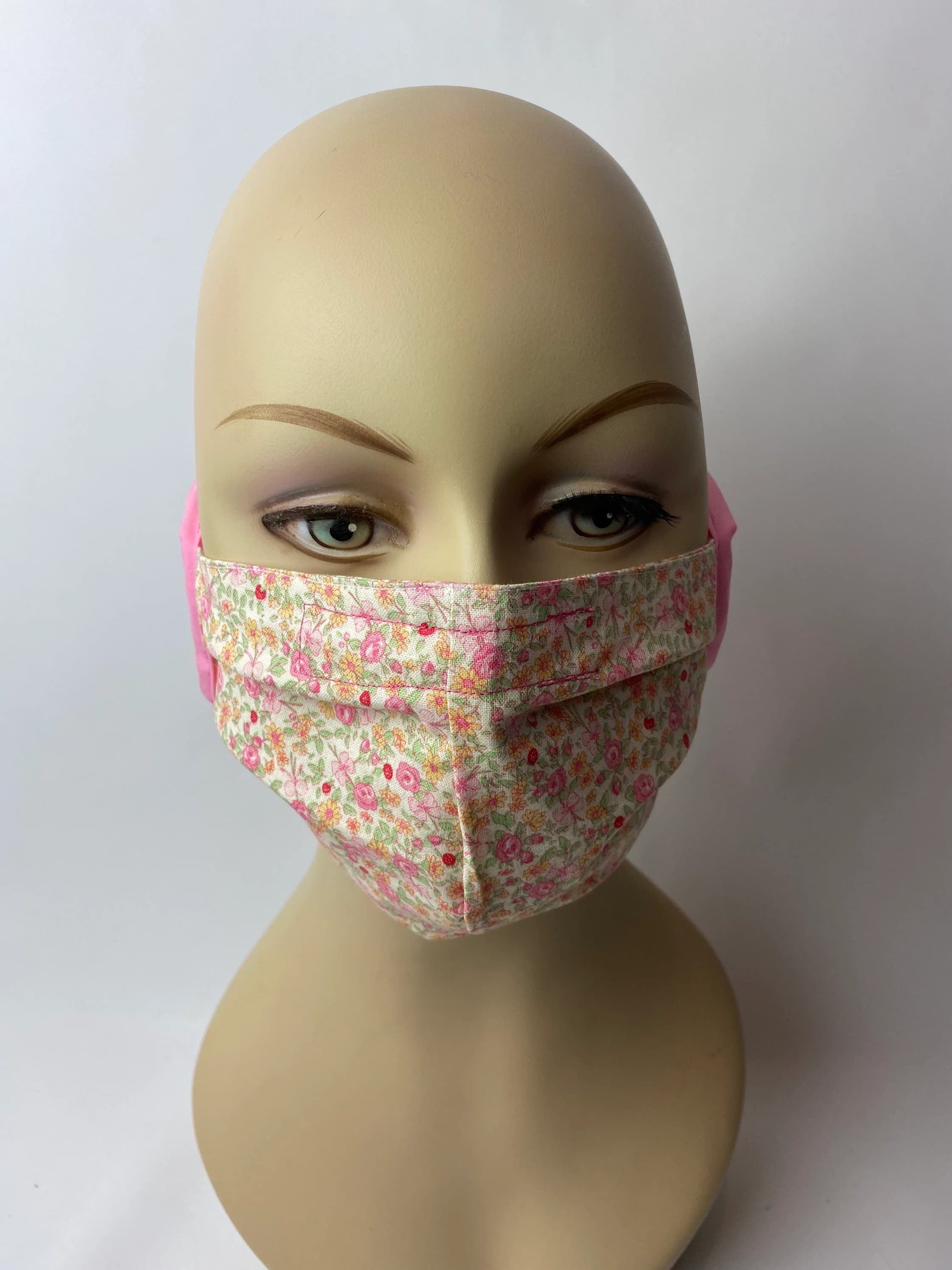 Floral Tie back Face Mask adjustable for adult men women 100% cotton double layer with filter pocket, nose wire, protective cloth face mask - image 4