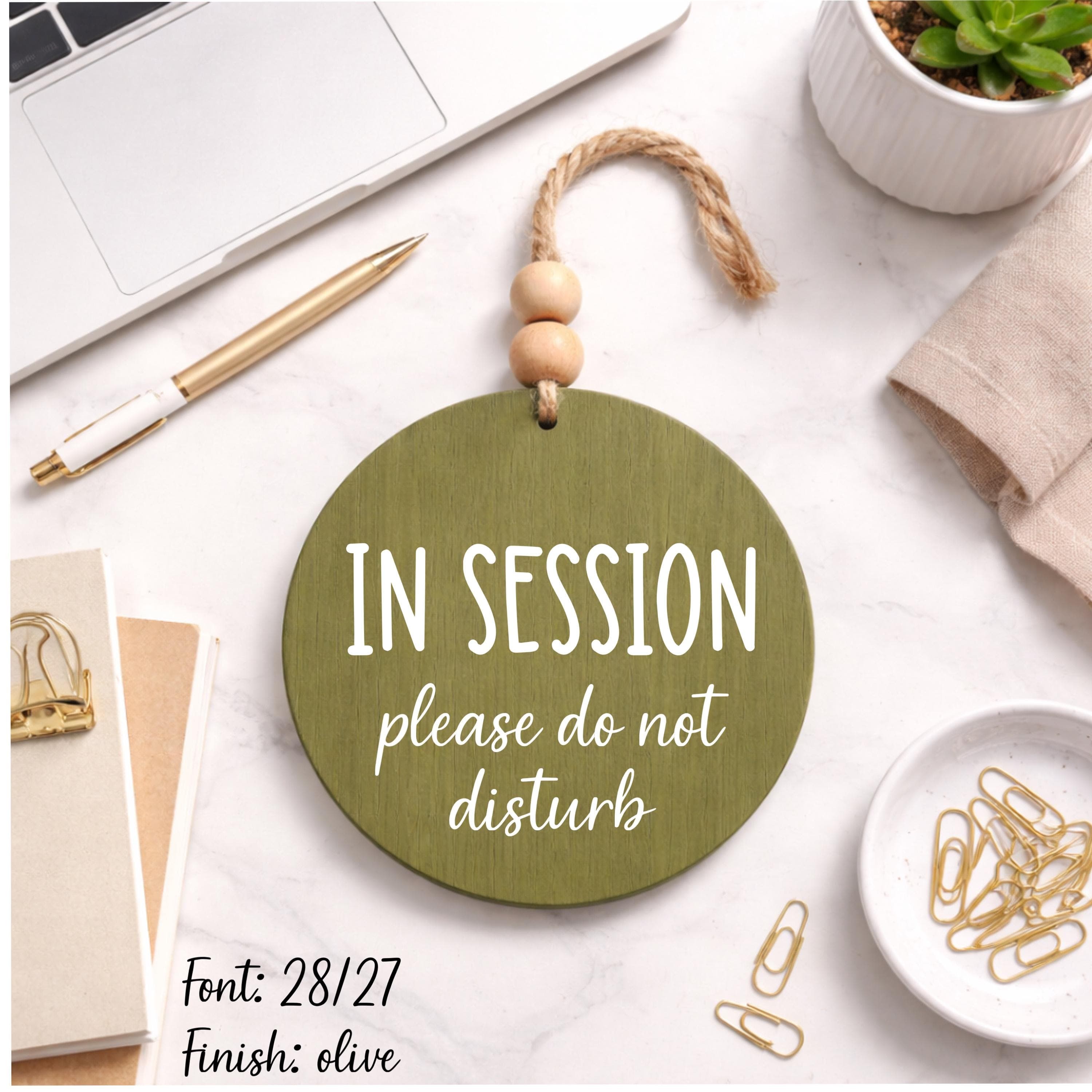 Custom Door Knob Hanger, In session sign, Personalized Door sign, Reversible Office door sign