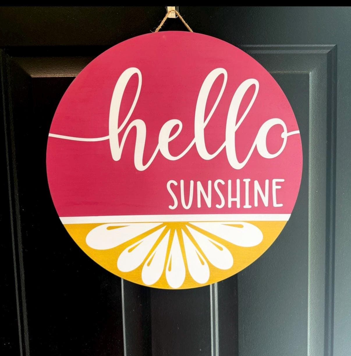 Front Door Decor, Hello Door sign, Hello Door hanger, Hello Sunshine Summer Wooden Door Hanger, Hi Door Sign, Year round wreath