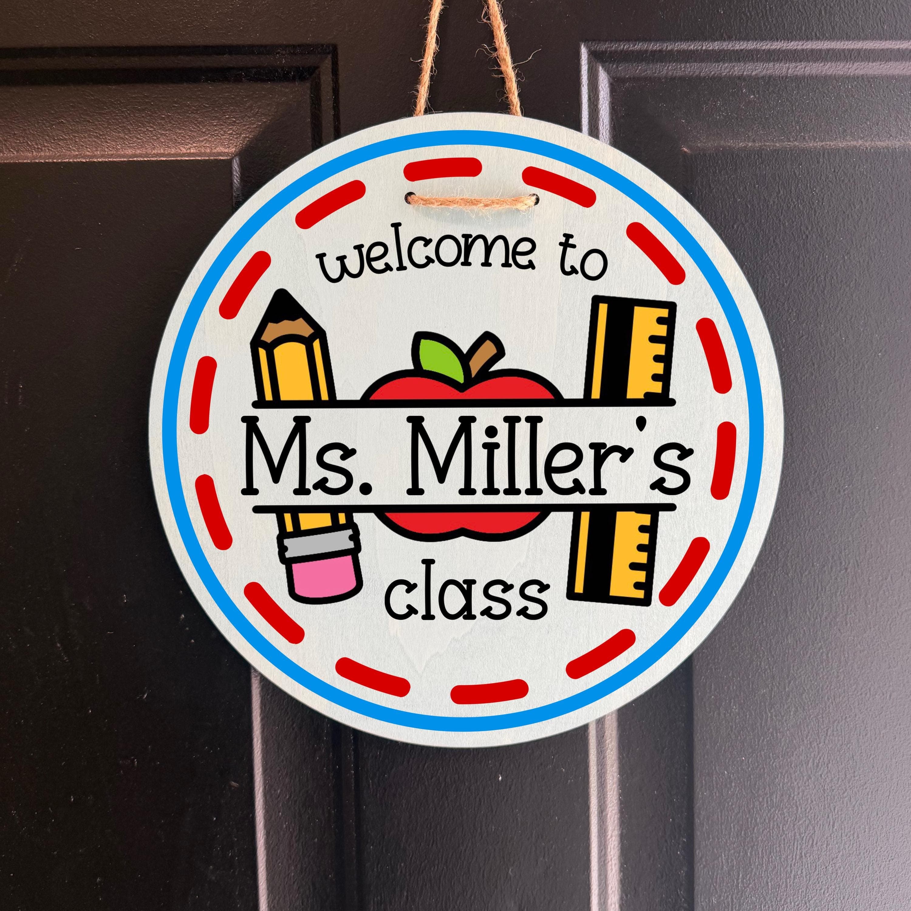 Teacher door sign, Wooden name sign, Teacher door hanger, Teacher name plate, Back to school gift for classroom, Teacher appreciation gift