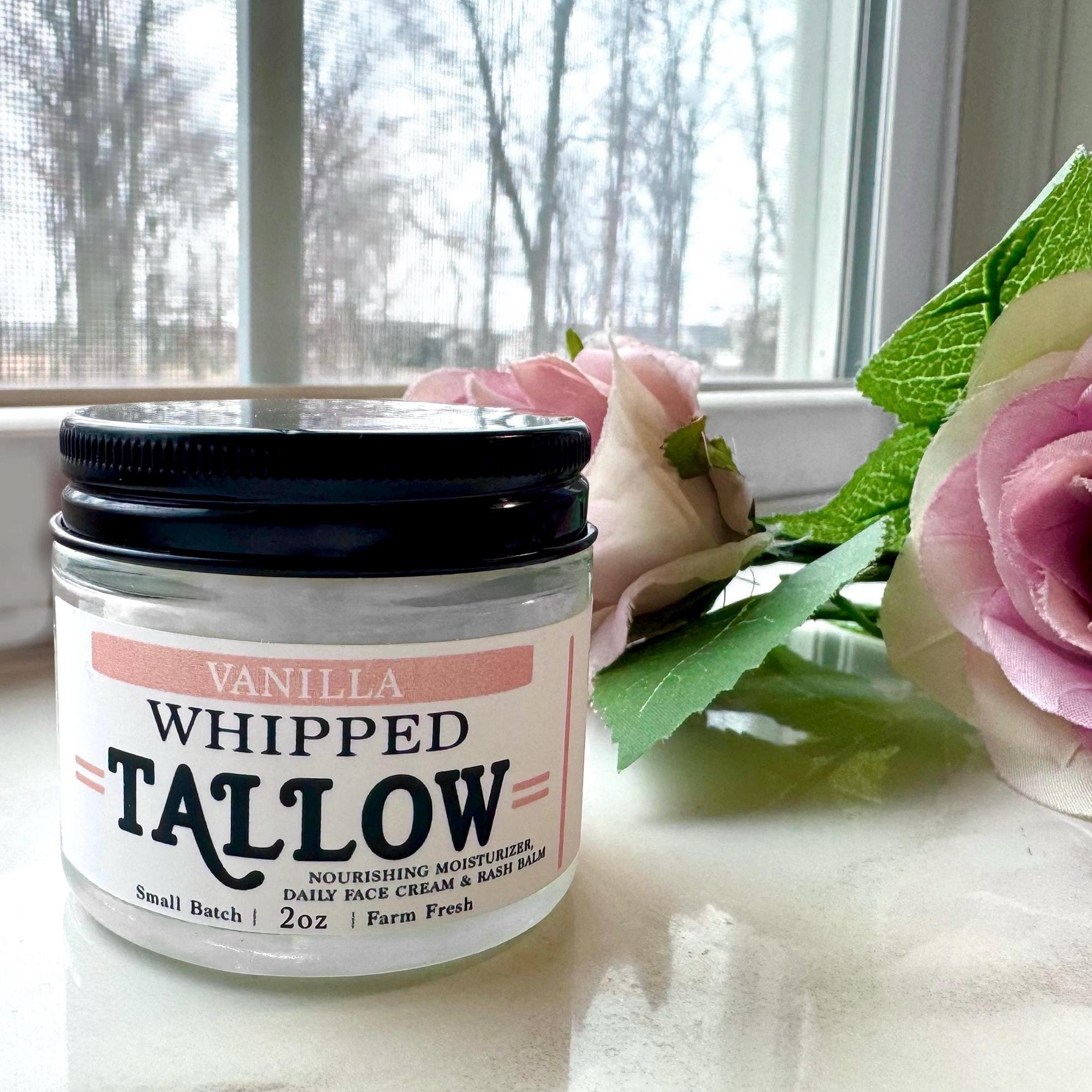Vanilla Whipped Tallow Balm Moisturizer, beef tallow cream in unscented & lavender, natural skin care moisturizer, Grassfed halal tallow,