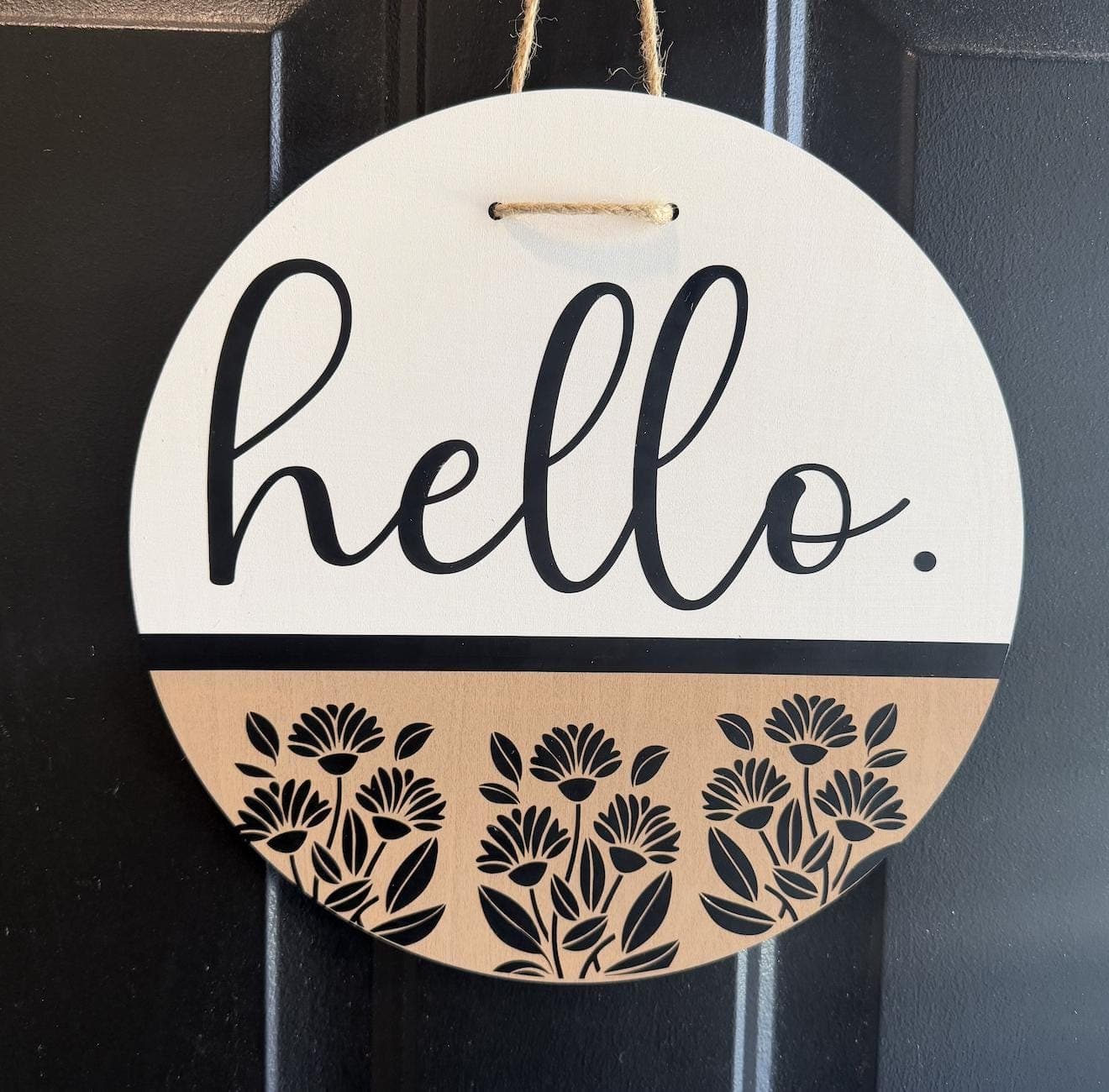 Hello Door Sign, Hello Wooden Door hanger, Hi Door Sign, Year round wreath