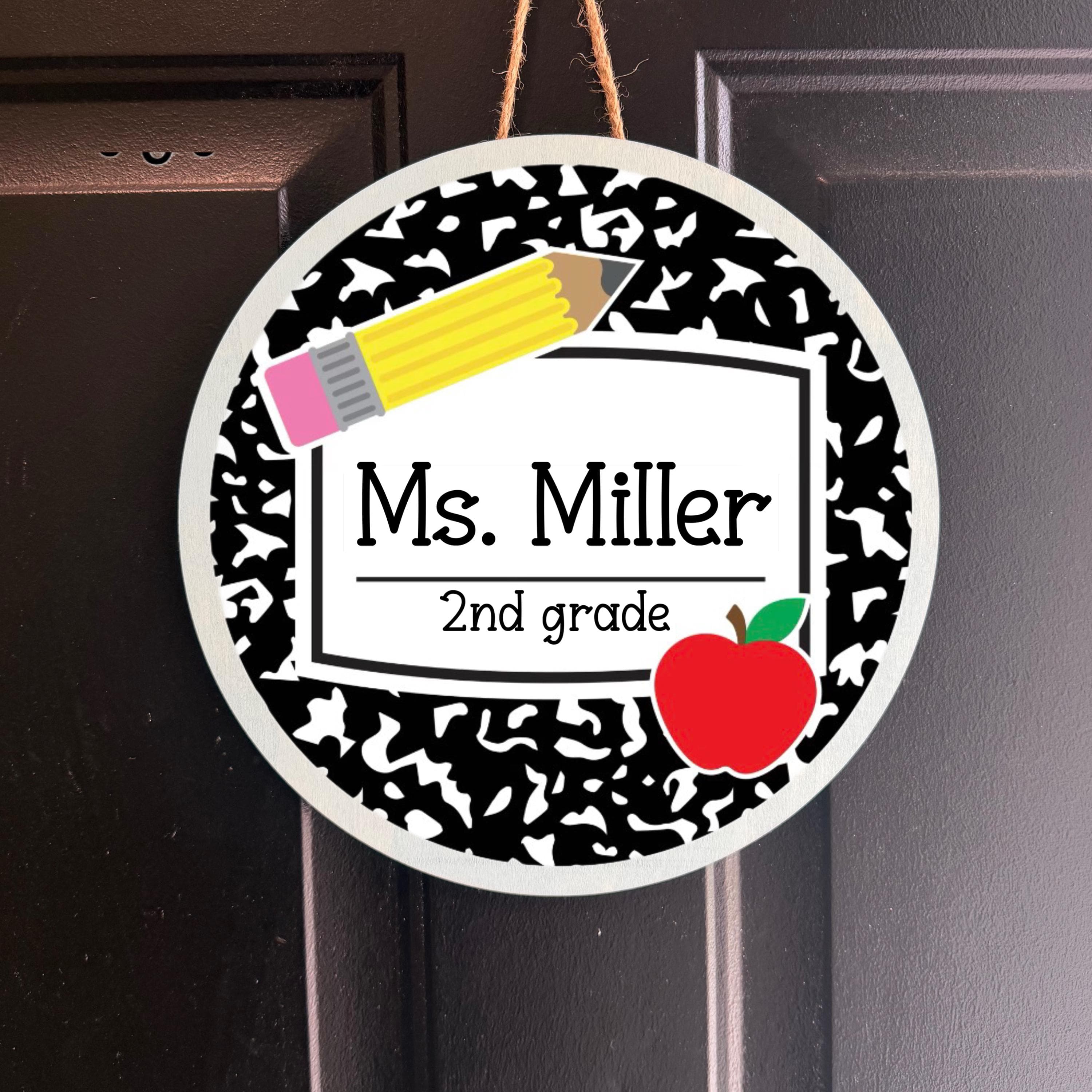 Teacher door sign, Wooden name sign, Teacher door hanger, Teacher name plate, Back to school gift for classroom, Teacher appreciation gift