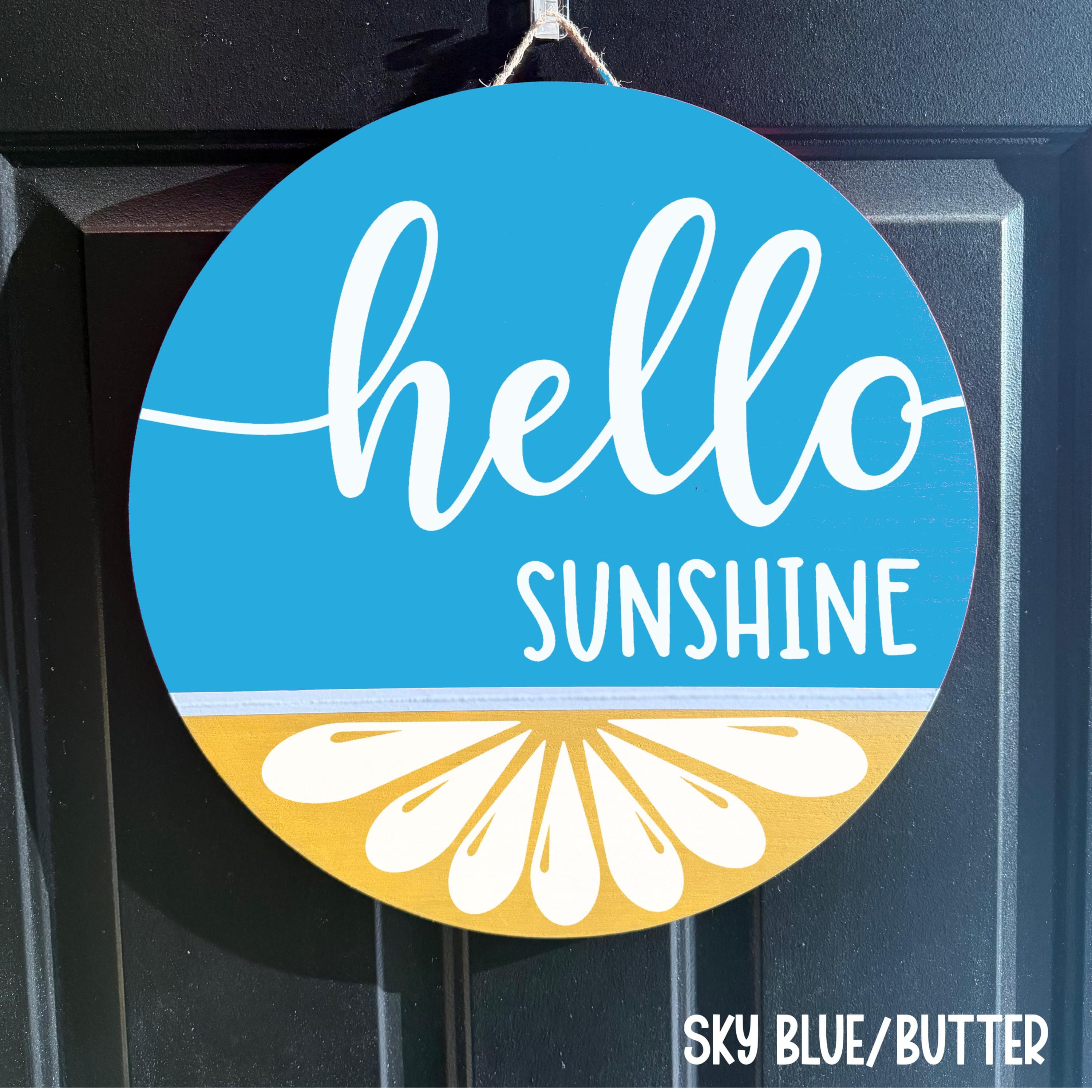 Front Door Decor, Hello Door sign, Hello Door hanger, Hello Sunshine Summer Wooden Door Hanger, Hi Door Sign, Year round wreath - image 4