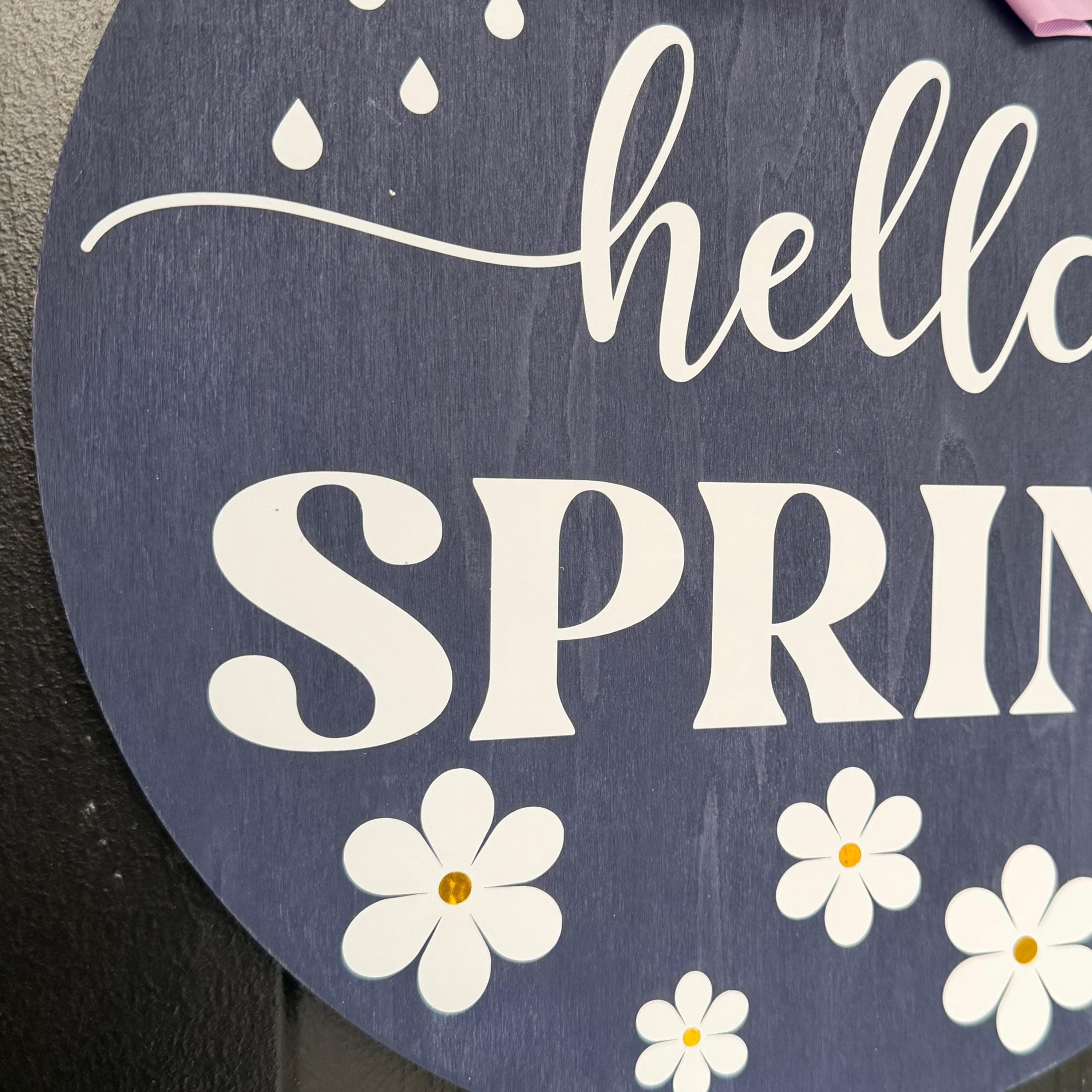 Hello Spring Door Decor, Spring door Sign, floral spring door wreath - image 3