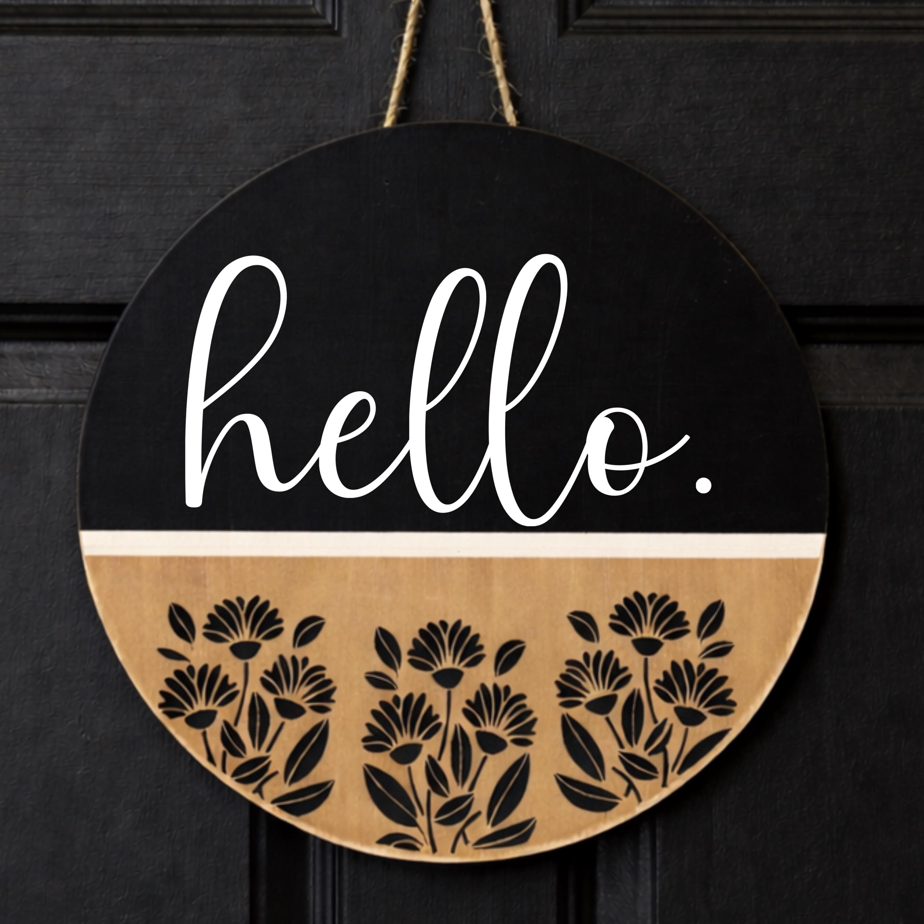 Hello Door Sign for spring, Hello Wooden Door hanger, Hi Door Sign, Year round wreath - image 4