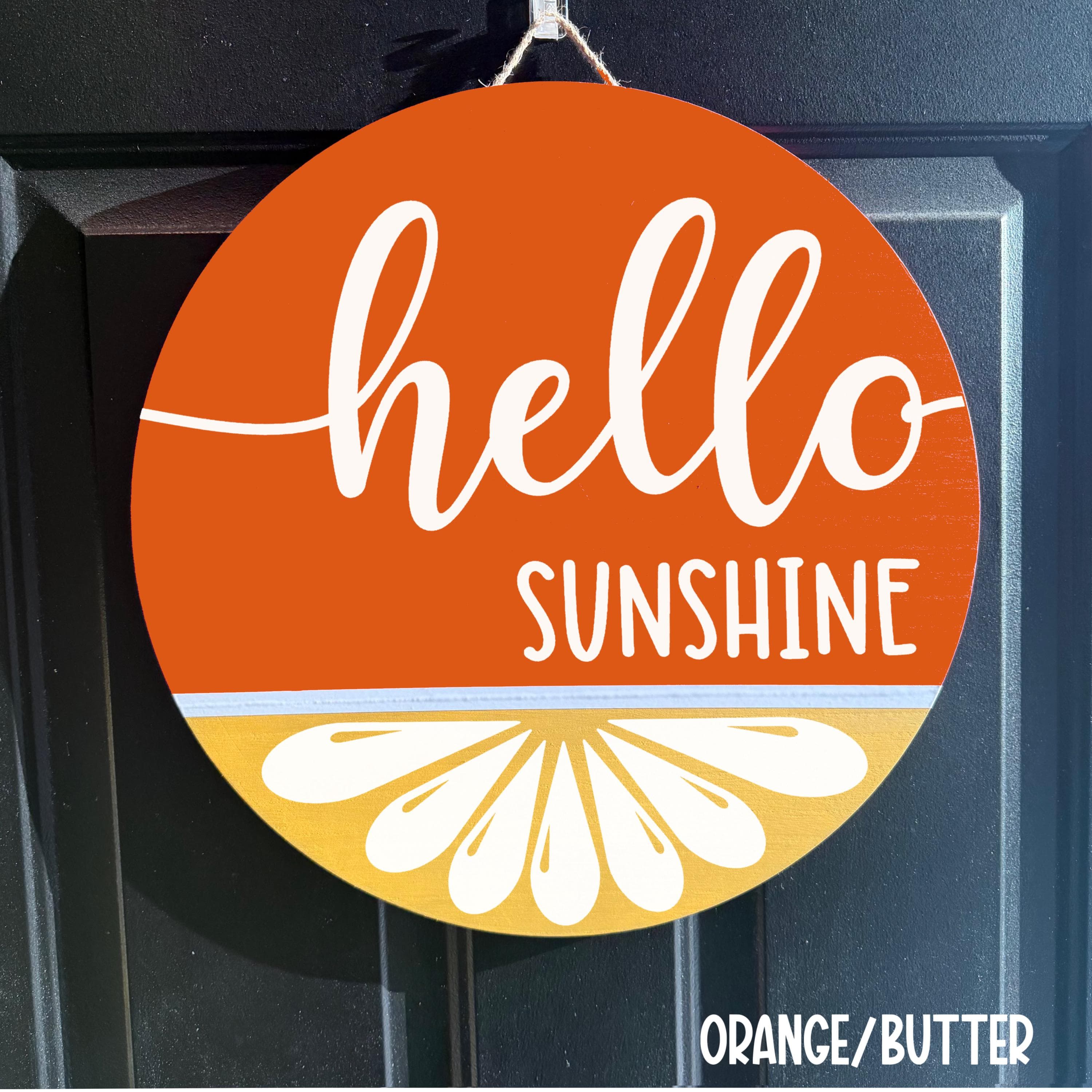 Front Door Decor, Hello Door sign, Hello Door hanger, Hello Sunshine Summer Wooden Door Hanger, Hi Door Sign, Year round wreath - image 5