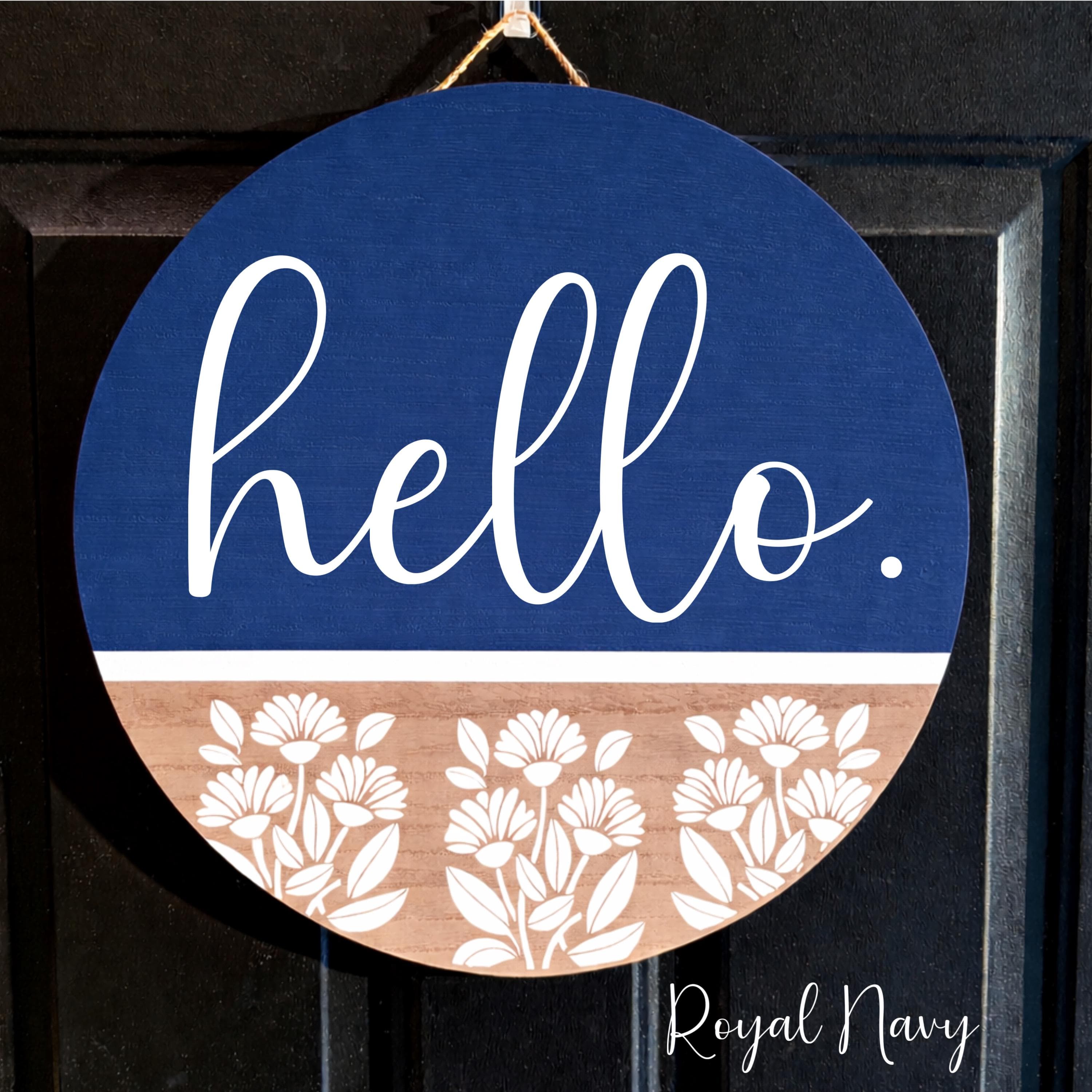 Hello Door Sign, Hello Wooden Door hanger, Hi Door Sign, Year round wreath - image 5