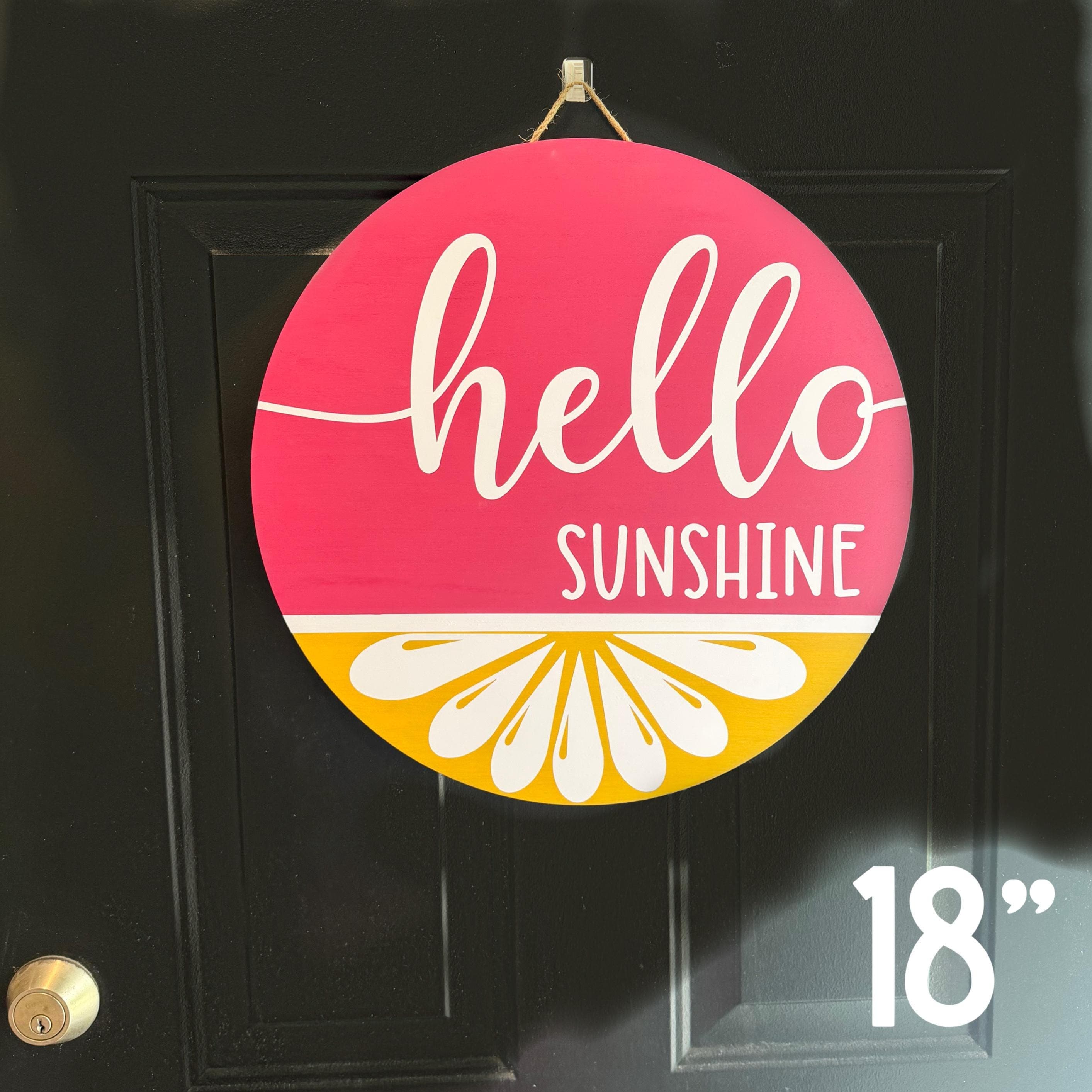 Front Door Decor, Hello Door sign, Hello Door hanger, Hello Sunshine Summer Wooden Door Hanger, Hi Door Sign, Year round wreath - image 3