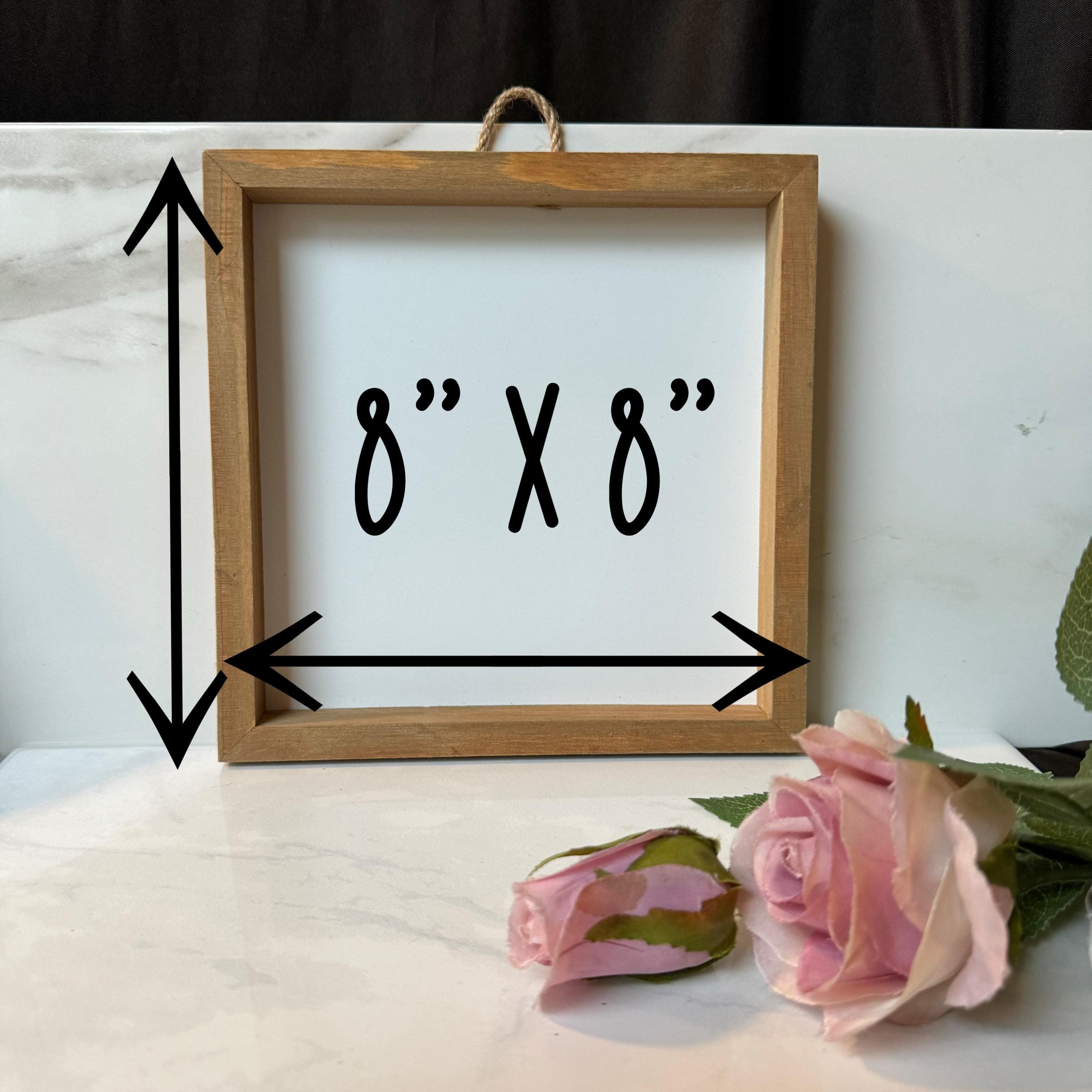 Personalized Framed Sign - Custom Wood Frame with White Center - 8" x 8" Custom Text Sign - Unique Home Decor, Custom Quote Wall Art Gift - image 4