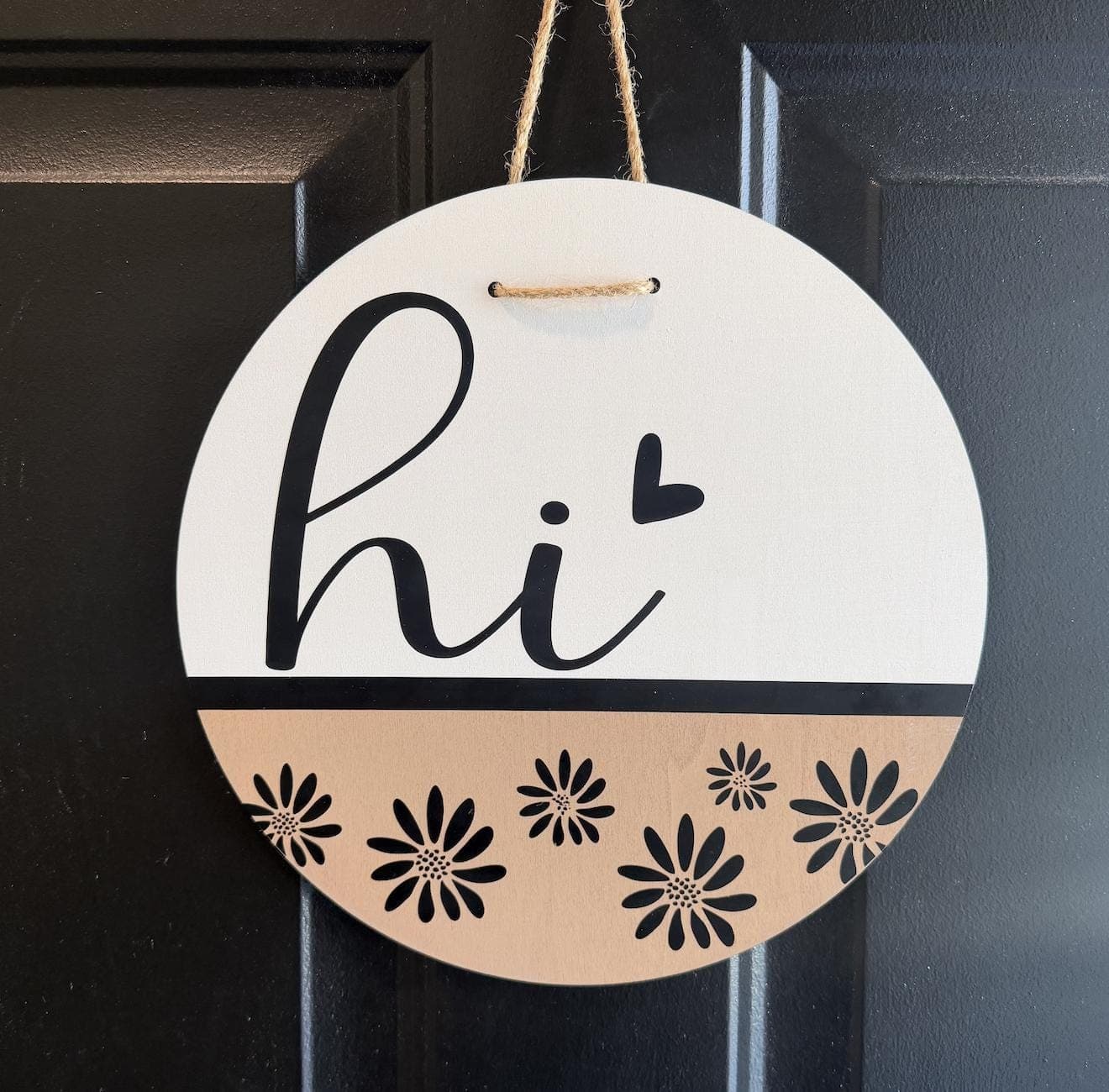 Hi Door Sign, Hi Wooden Door hanger, Hello Door Sign, Year round wreath