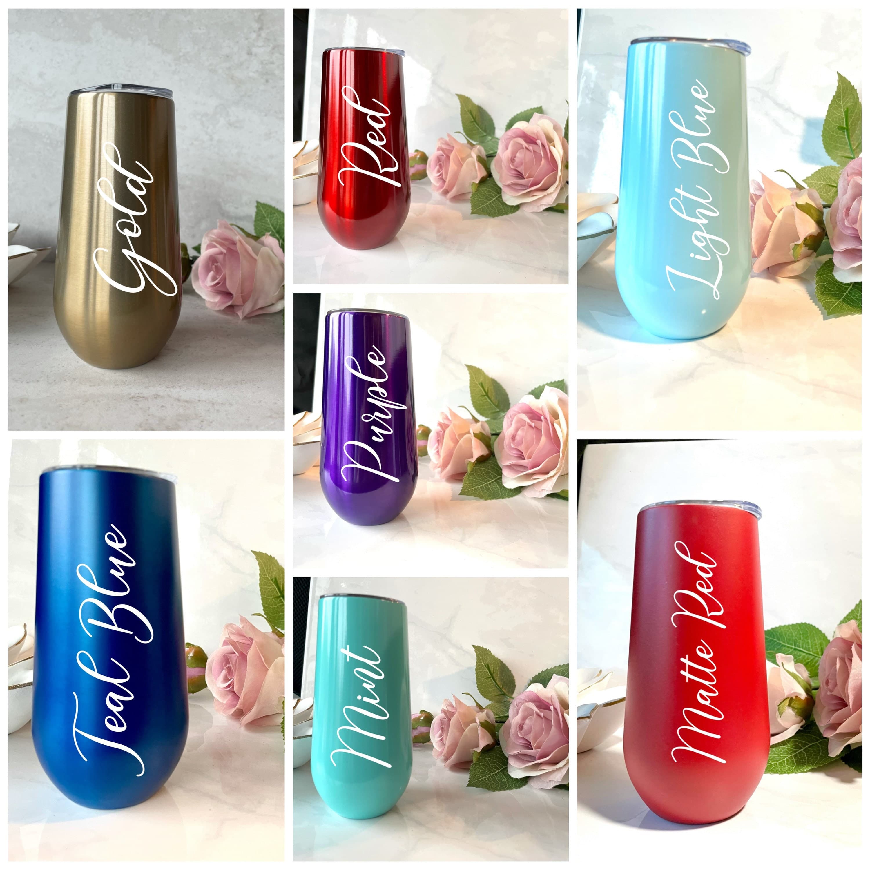 Personalized Champagne Tumbler, Custom Bridesmaid proposal gifts, 6oz  personalized tumbler, bridal box bachelorette cups - image 3