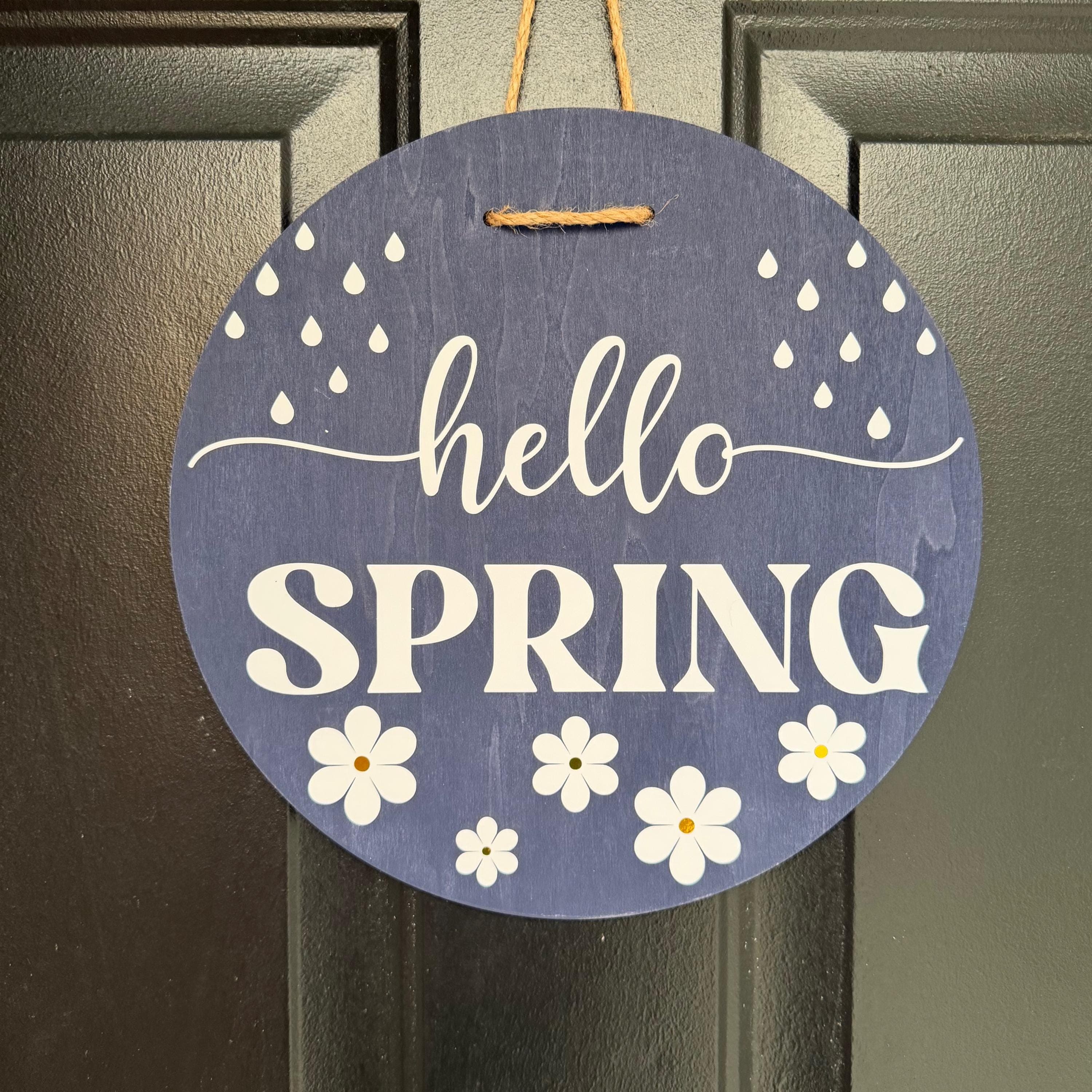 Hello Spring Door Decor, Spring door Sign, floral spring door wreath