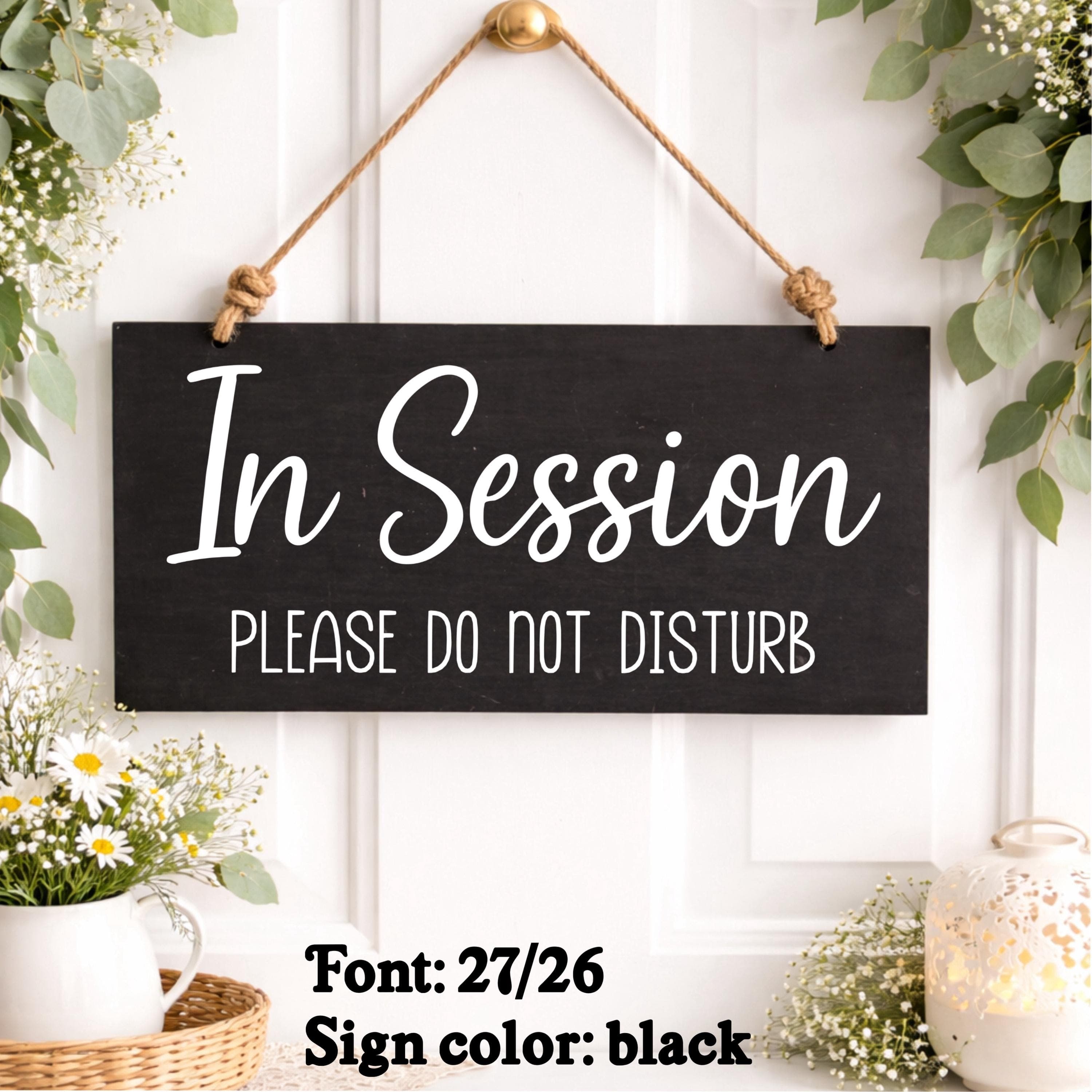 Custom In session sign, Reversible Office door sign with personalized text