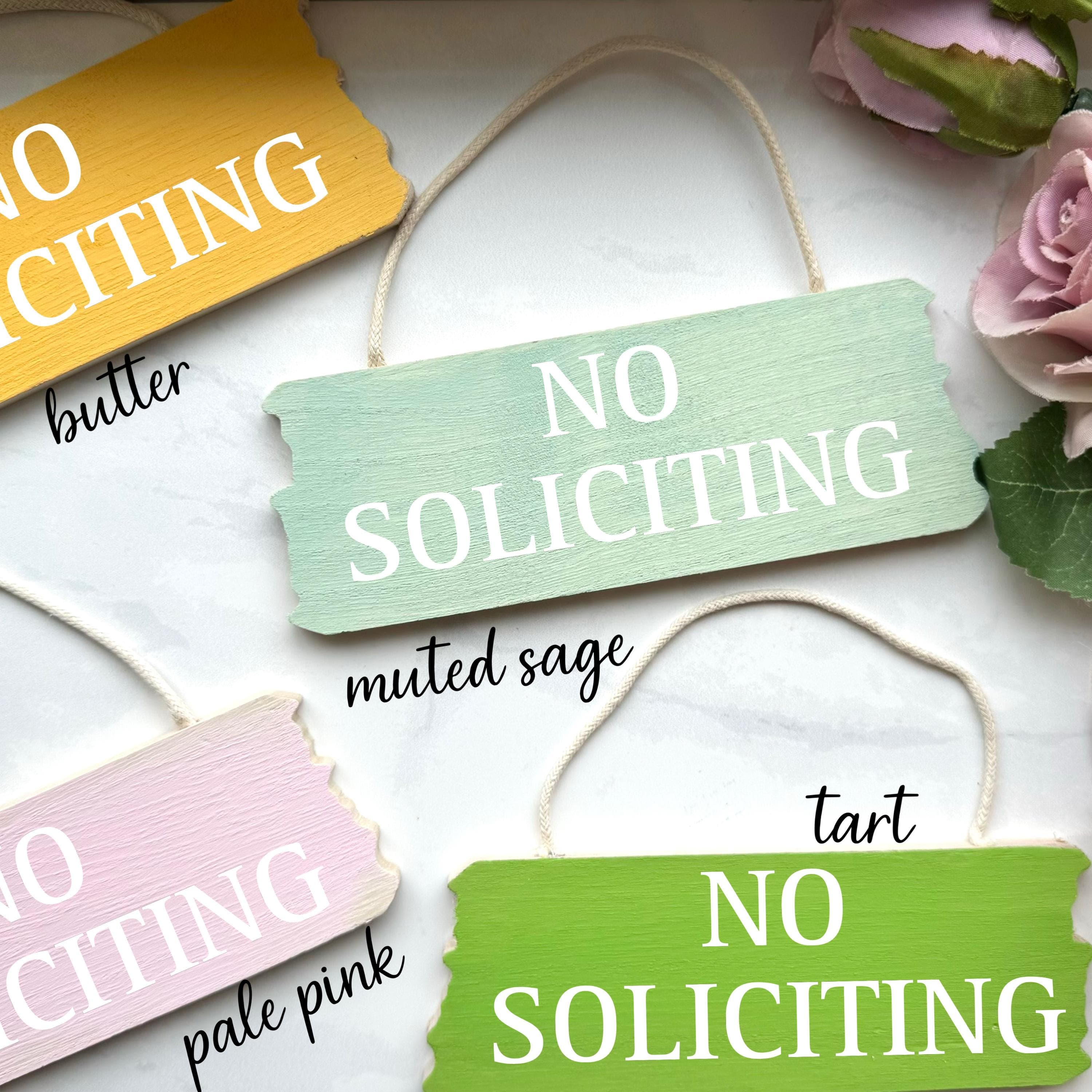 No Soliciting Sign, Custom Mini No soliciting Sign, funny no soliciting, small rustic wood sign, small hanging wood sign - image 3