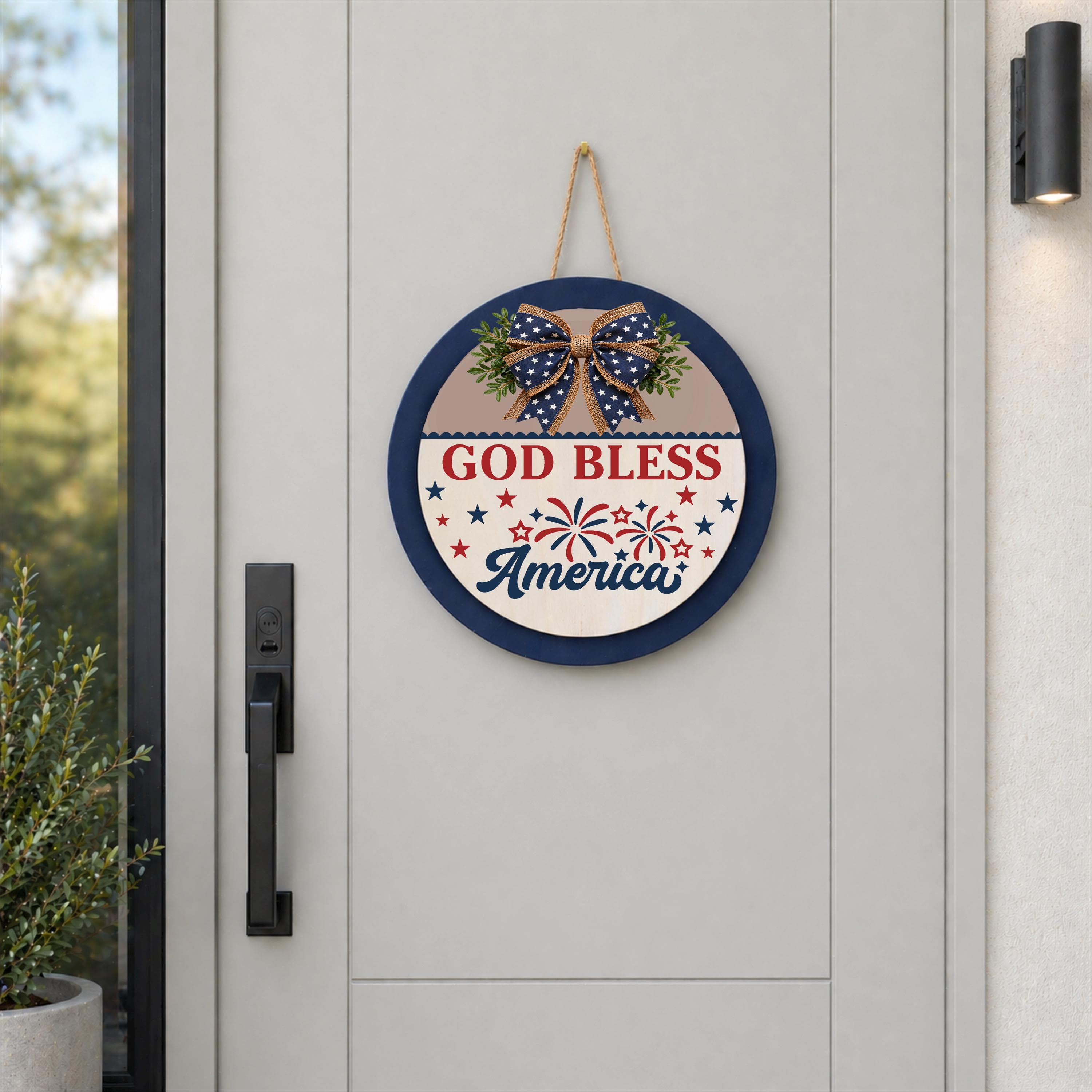Fourth of July Front Door Decor, Fourth of July Wreath,  God Bless America, Fourth of July Door Hanger - image 4