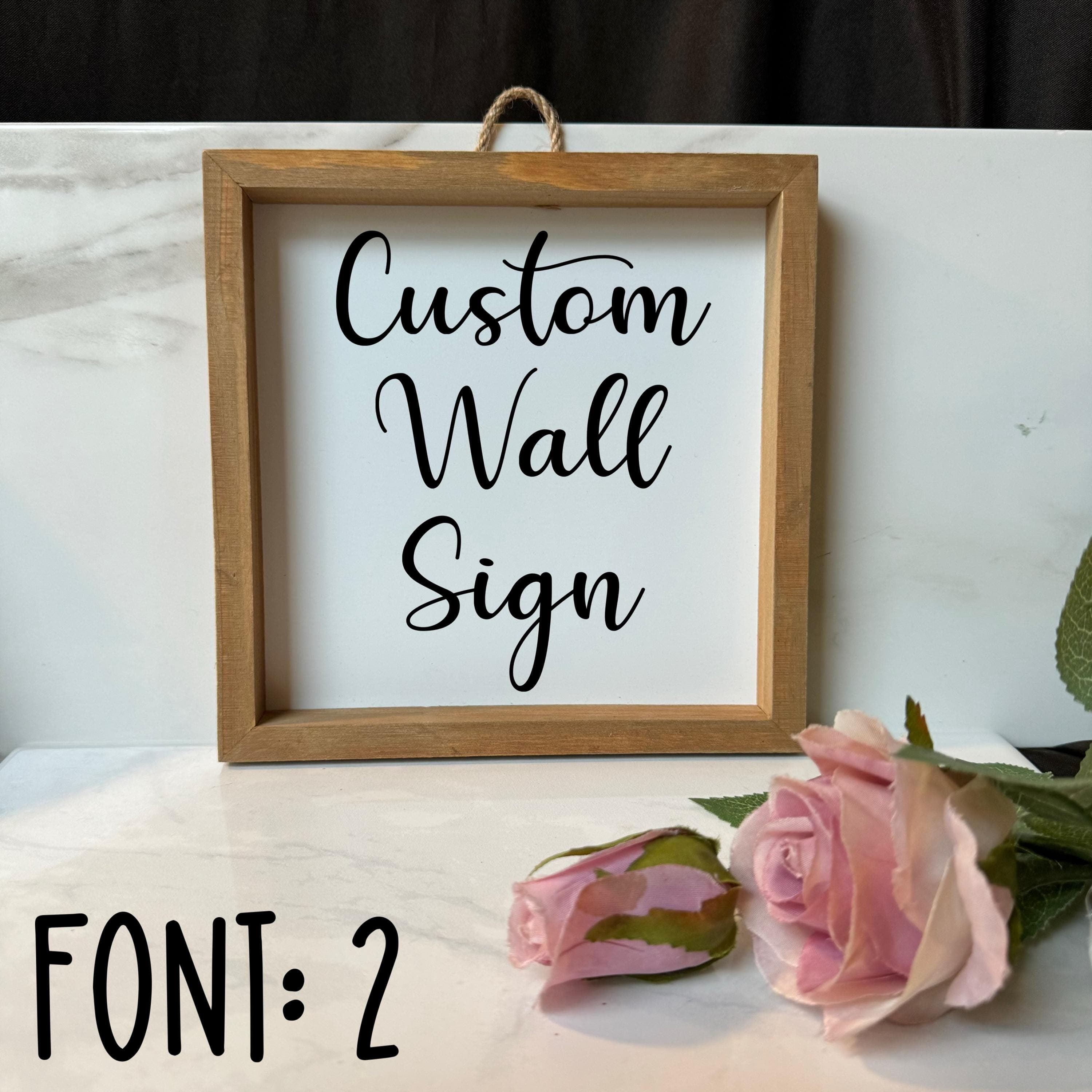 Personalized Framed Sign - Custom Wood Frame with White Center - 8" x 8" Custom Text Sign - Unique Home Decor, Custom Quote Wall Art Gift