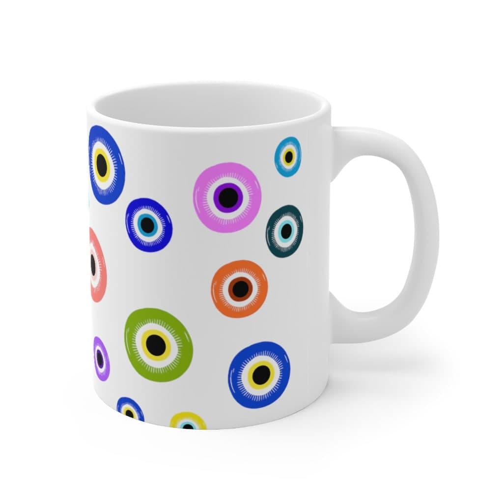 Evil eye mug, Evil eye coffee mug, colorful evil eye, mal de ojo mug, cute coffee cup, gift idea, christmas gift