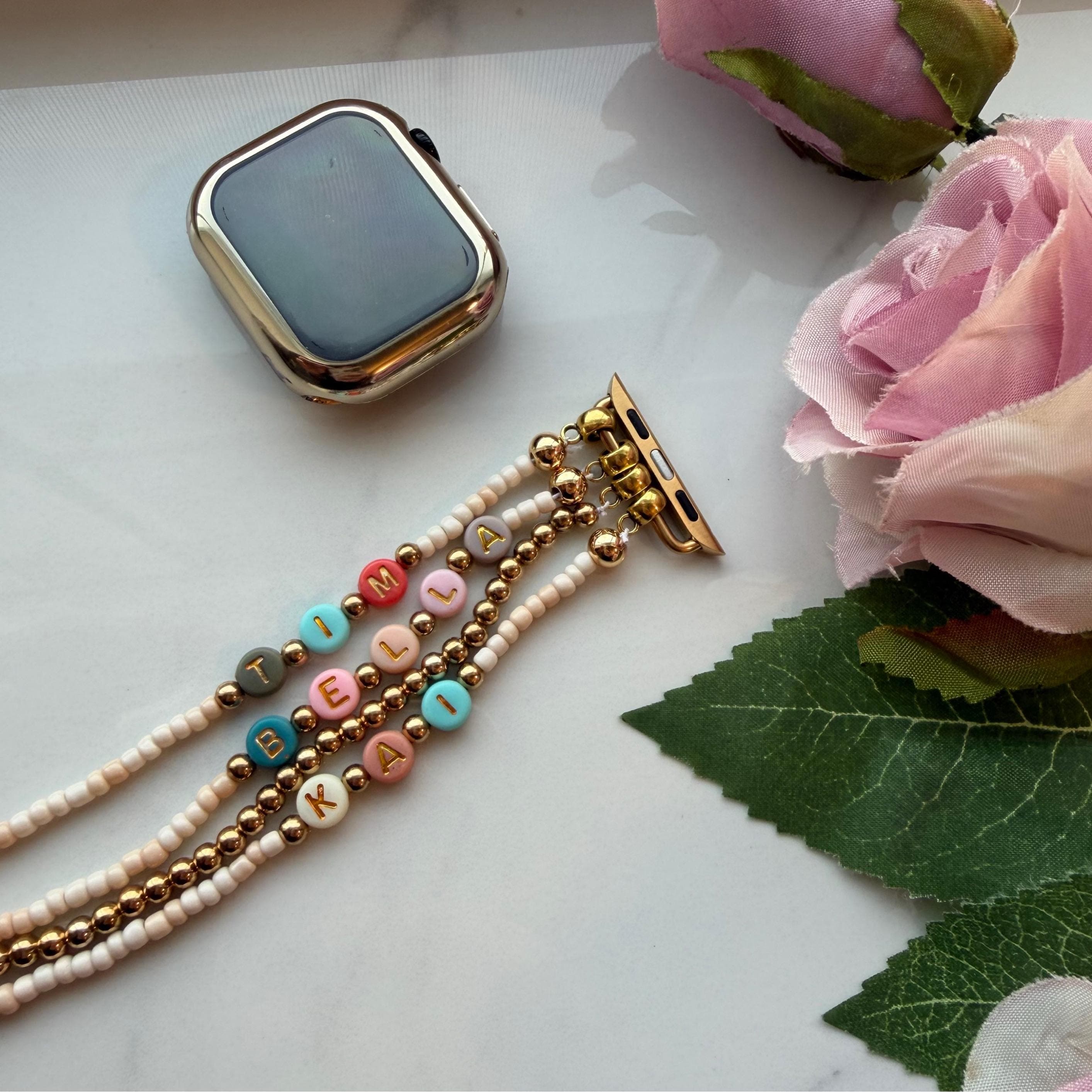 Friendship bracelet Beaded apple band, Personalized text Apple Watch Band | handmade Beaded Watch Band | Apple bracelet band, - image 5